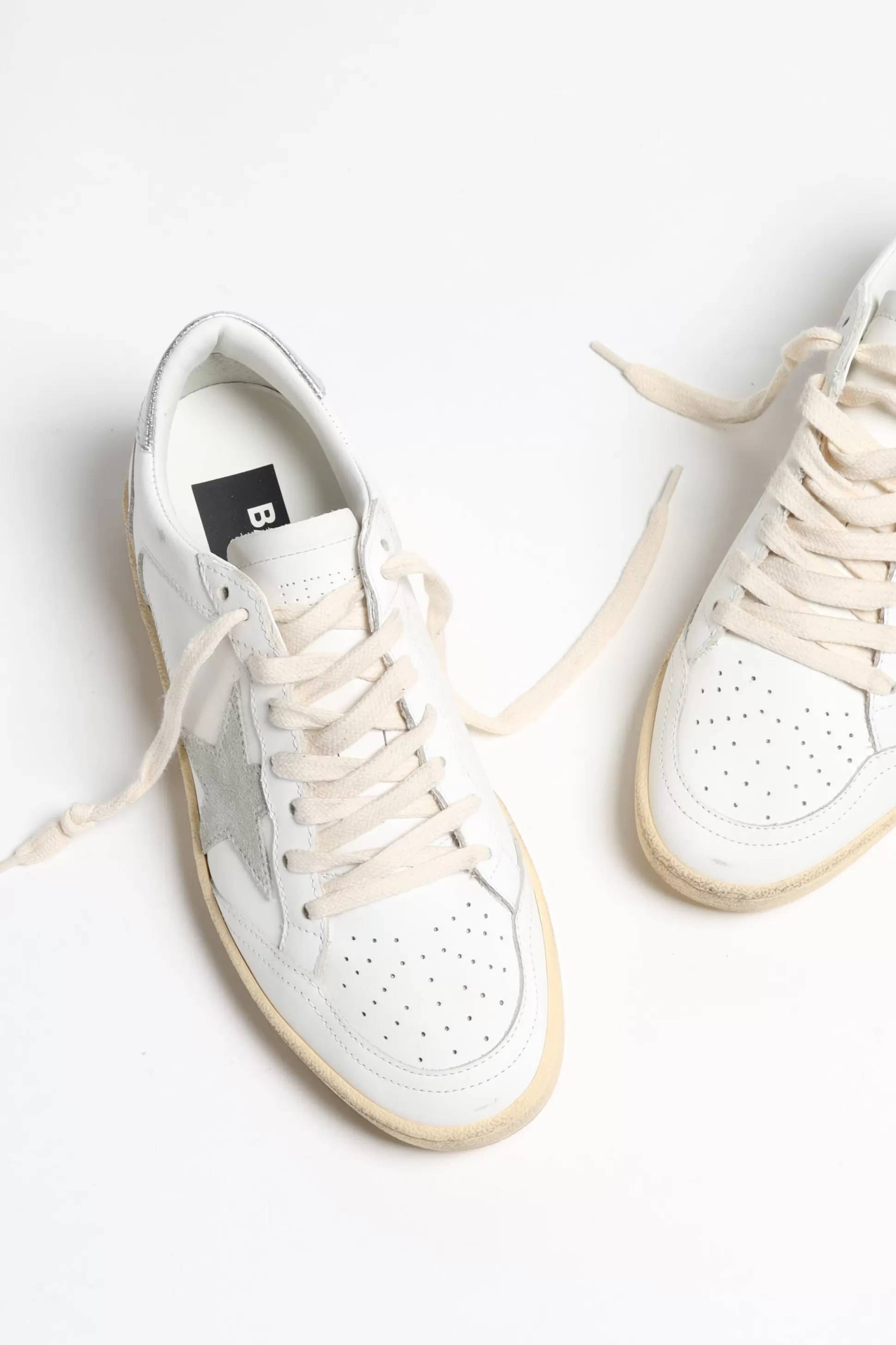 Golden Goose Baskets^Baskets Ballstar En Blanc/Glace/Argent