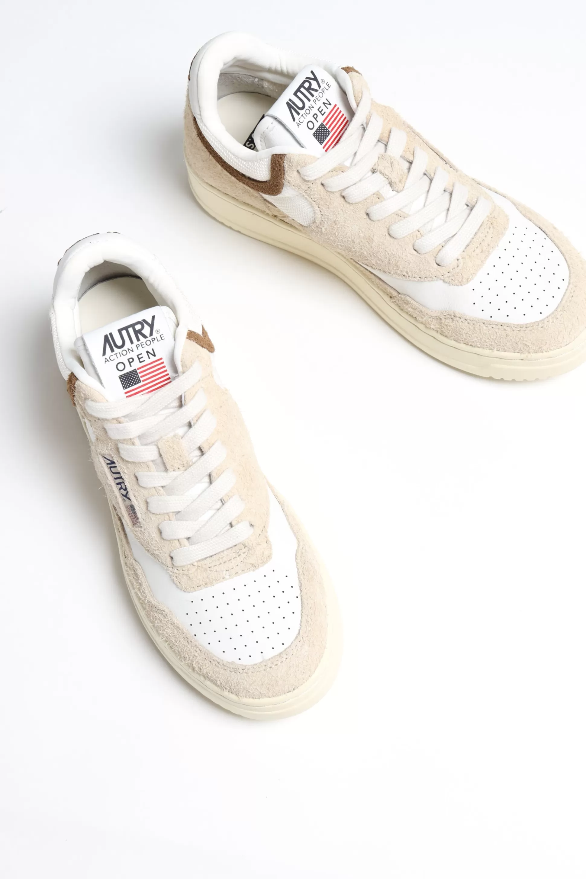 Autry Baskets^Baskets Open Mid En Ecru/Suede