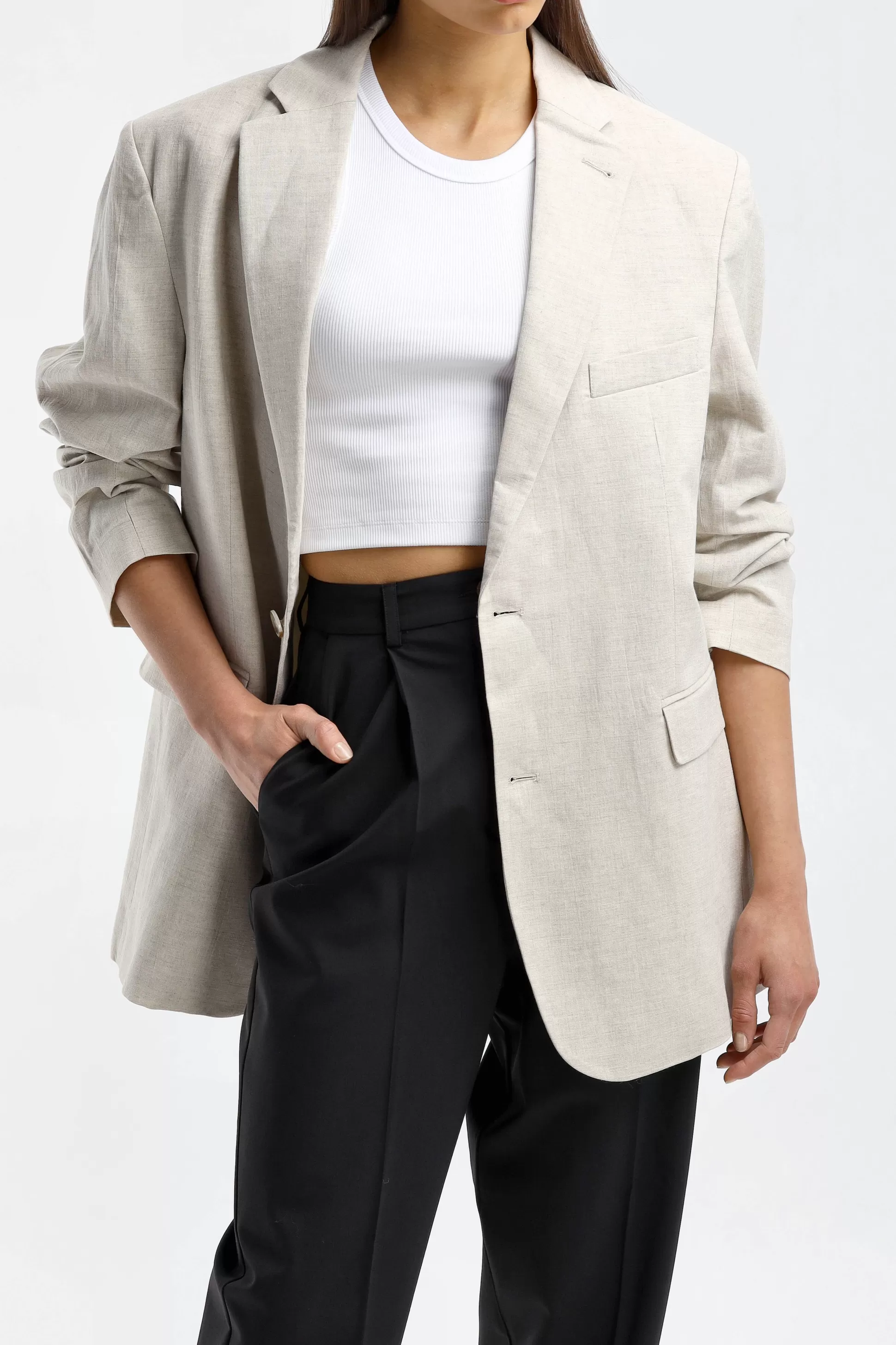 by Aylin Koenig Blazer^Blazer En Lin Charles En Ecru