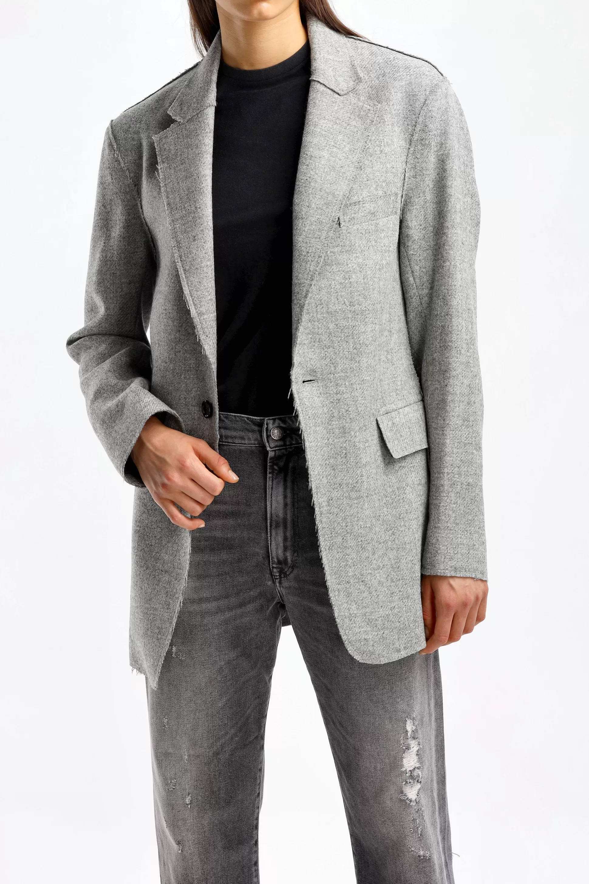 R13 Blazer^Blazer Raw Cut En Gris Heather