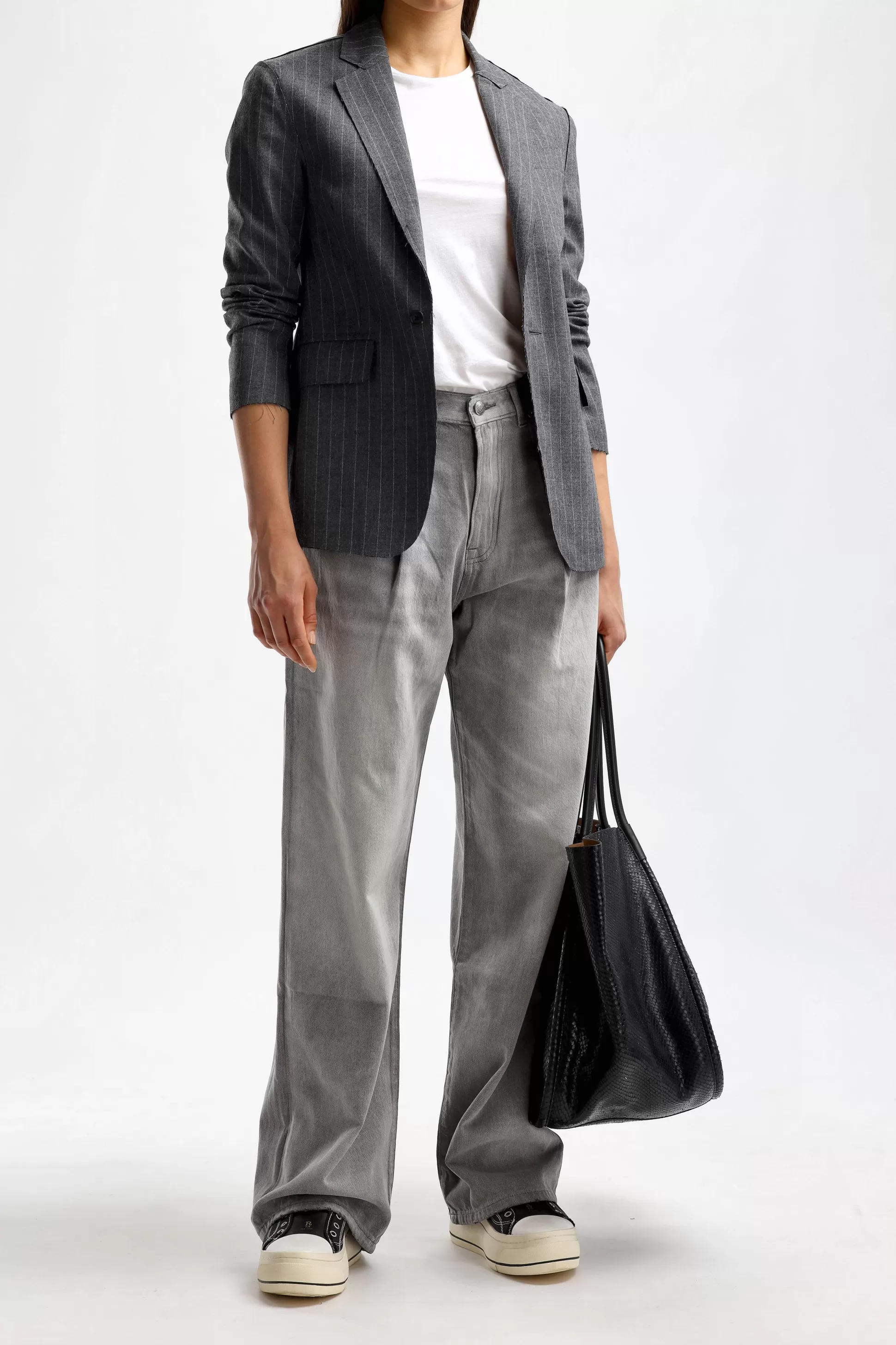 R13 Blazer^Blazer Raw Cut En Pinstripe Gris