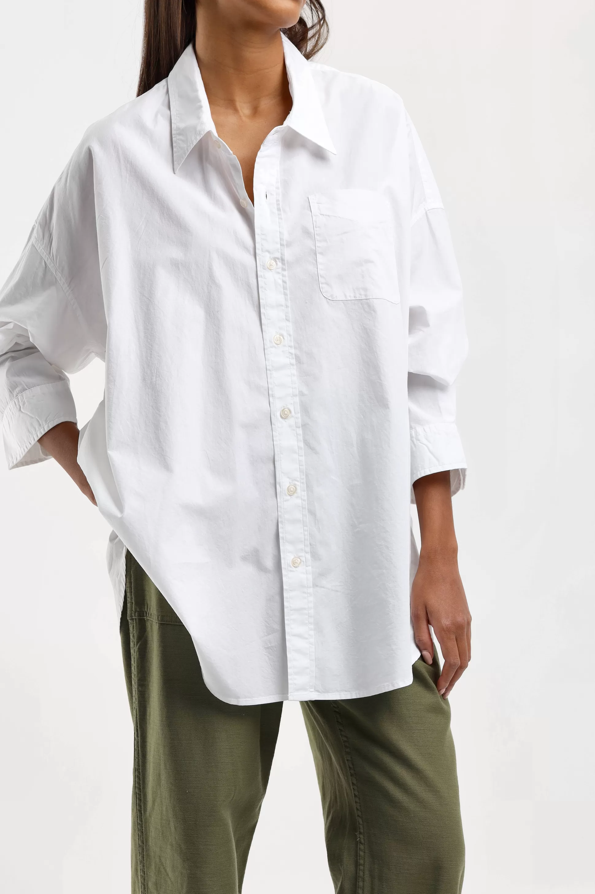 R13 Blouses & Tops^Blouse Drop Neck Oxford En Blanc