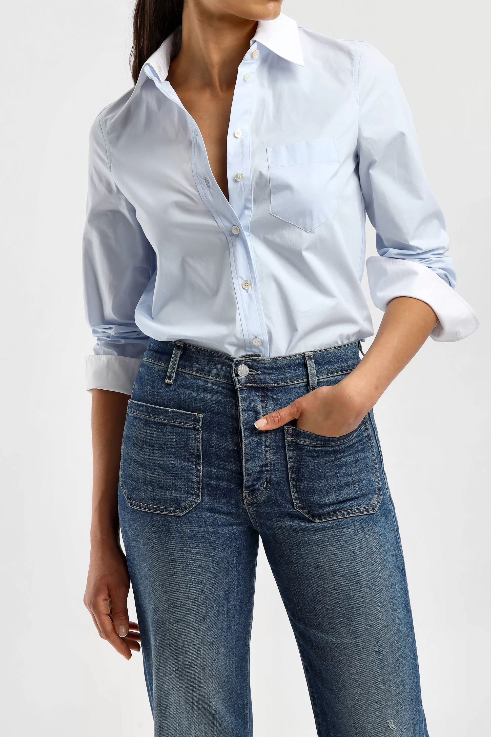 Tory Burch Blouses & Tops^Blouse En Crisp Blue/Blanc