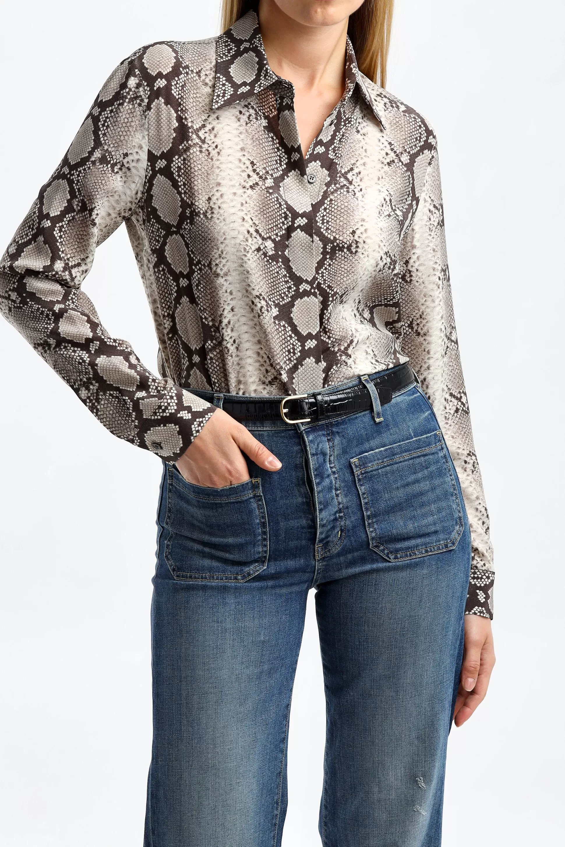 Michael Kors Collection Blouses & Tops^Blouse En Soie Hansen En Taupe Multi