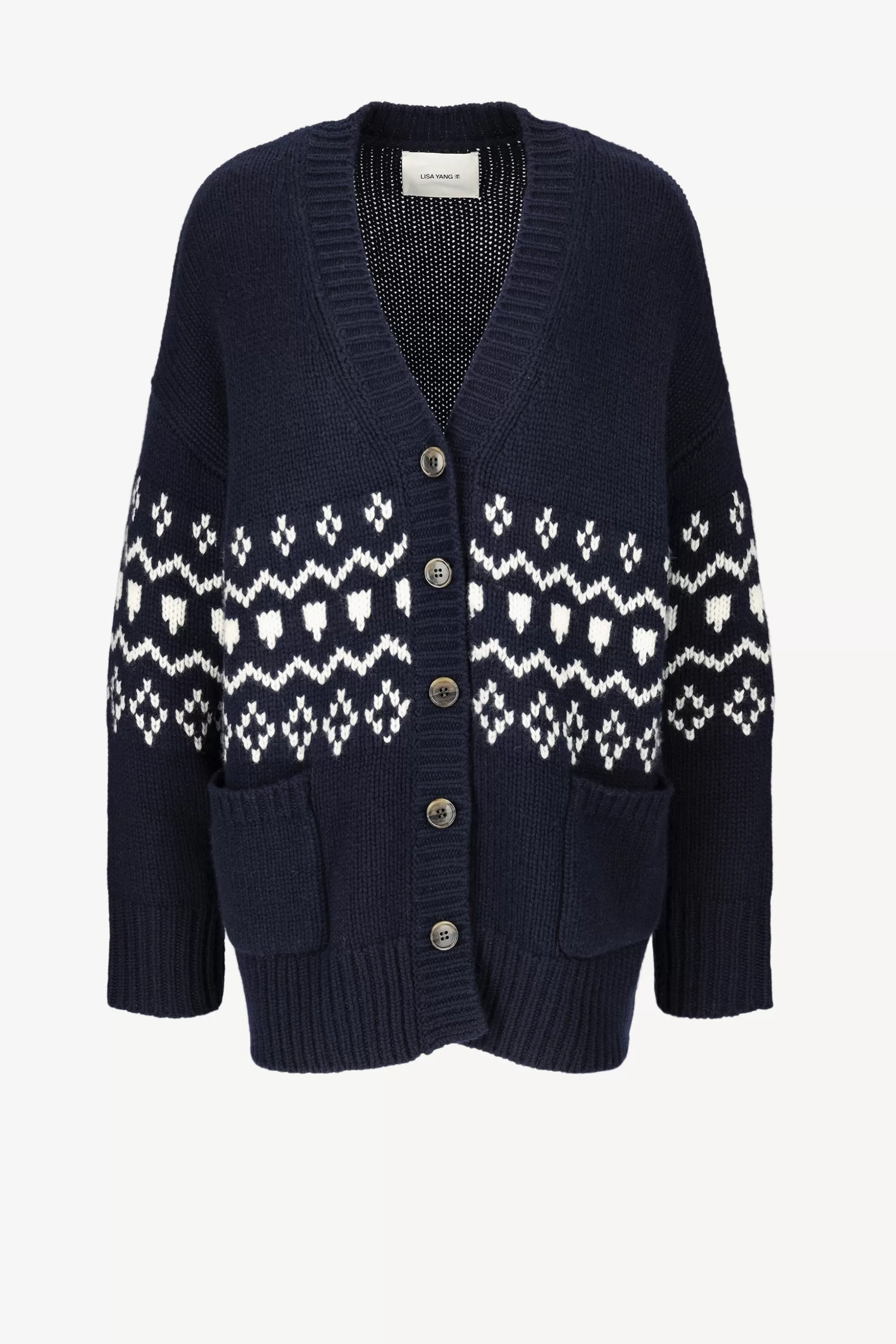 Lisa Yang Vestes En Maille & Ponchos^Cardigan Greyson En Navy/Creme