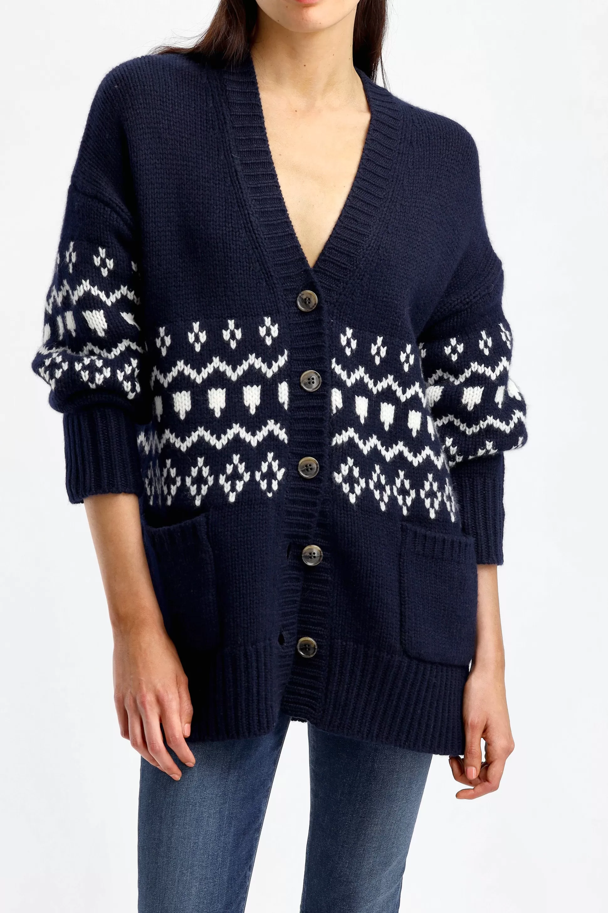 Lisa Yang Vestes En Maille & Ponchos^Cardigan Greyson En Navy/Creme