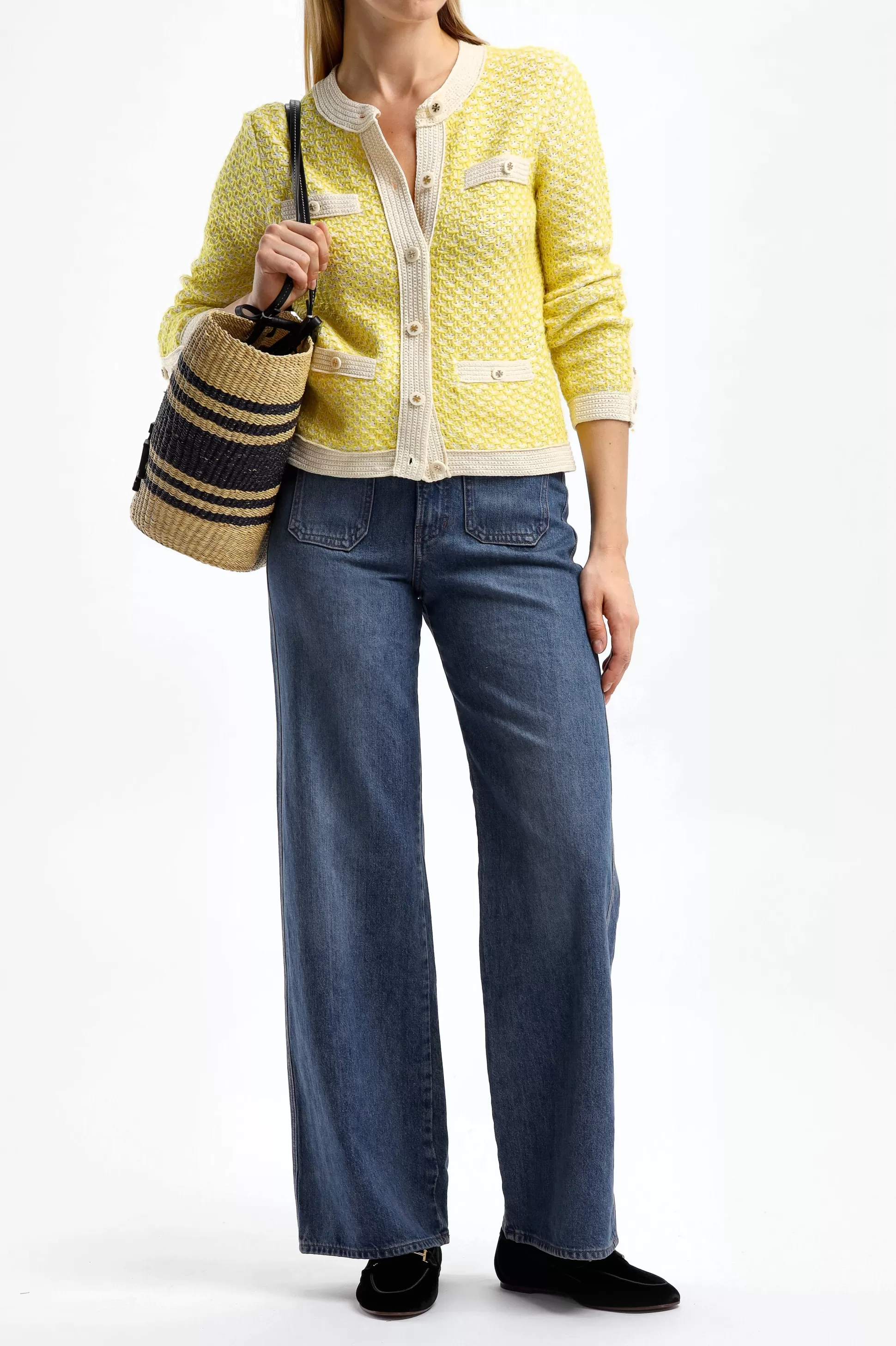 Tory Burch Vestes En Maille & Ponchos^Cardigan Kendra En Jaune/Francais