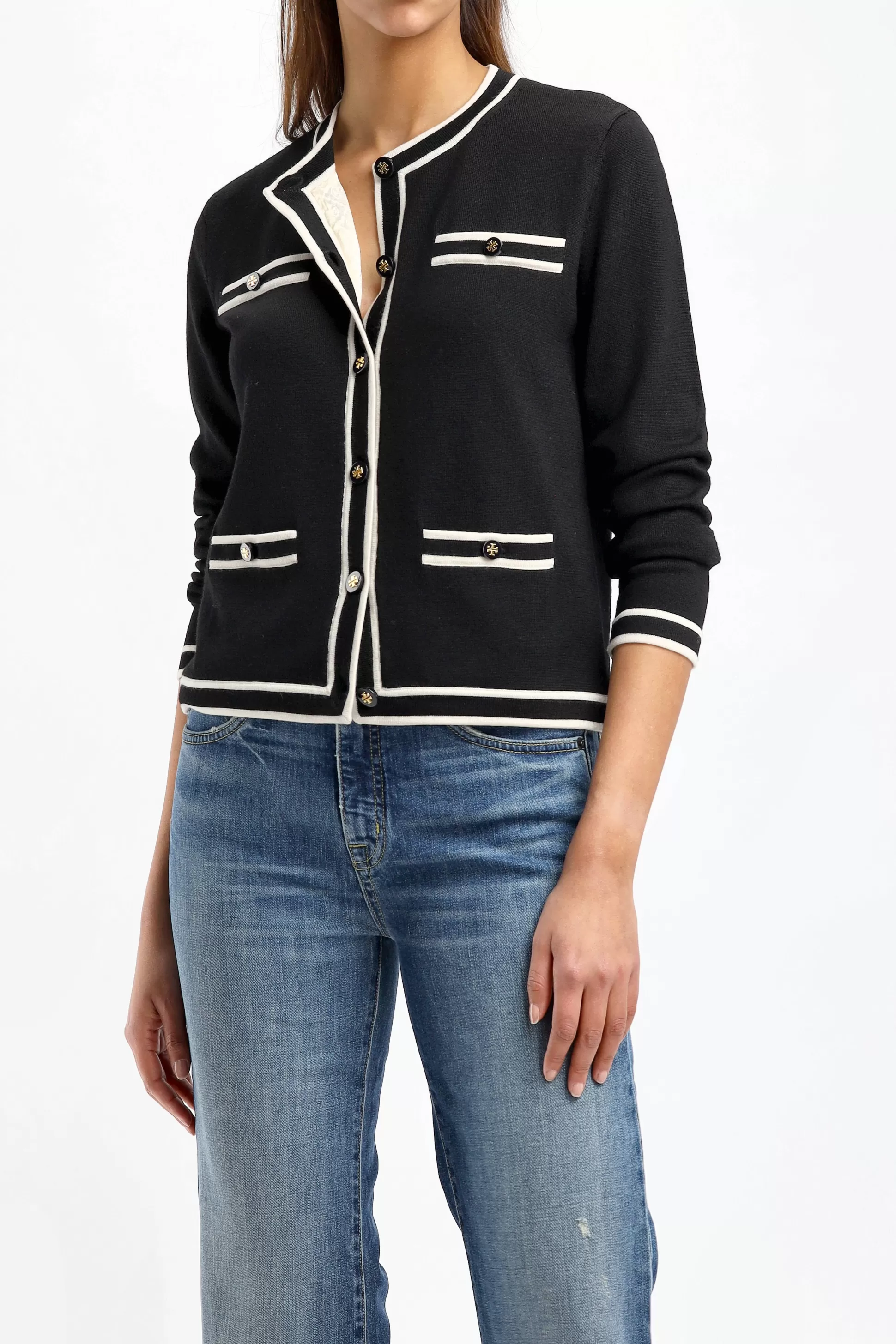 Tory Burch Vestes En Maille & Ponchos^Cardigan Kendra En Noir/Francais