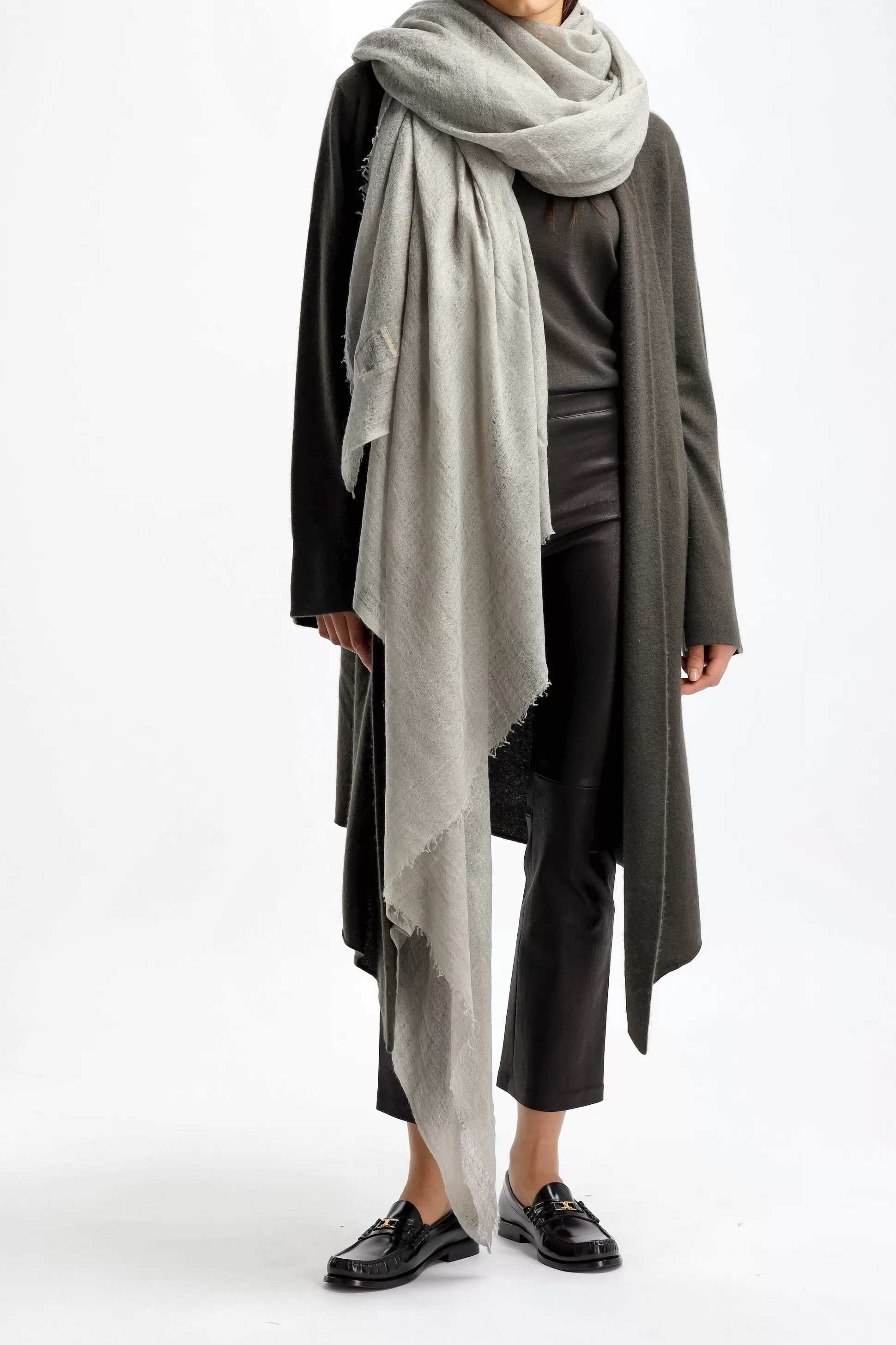 Frenckenberger Vestes En Maille & Ponchos^Cardigan Long Cross In Noir Olive