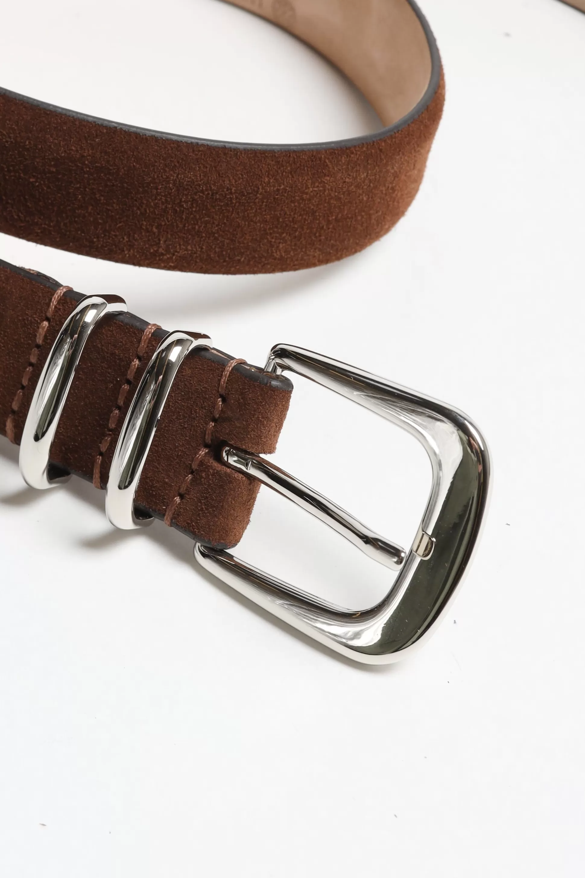 Silver Ostrich Ceinture^Ceinture First Class Suede En Marron