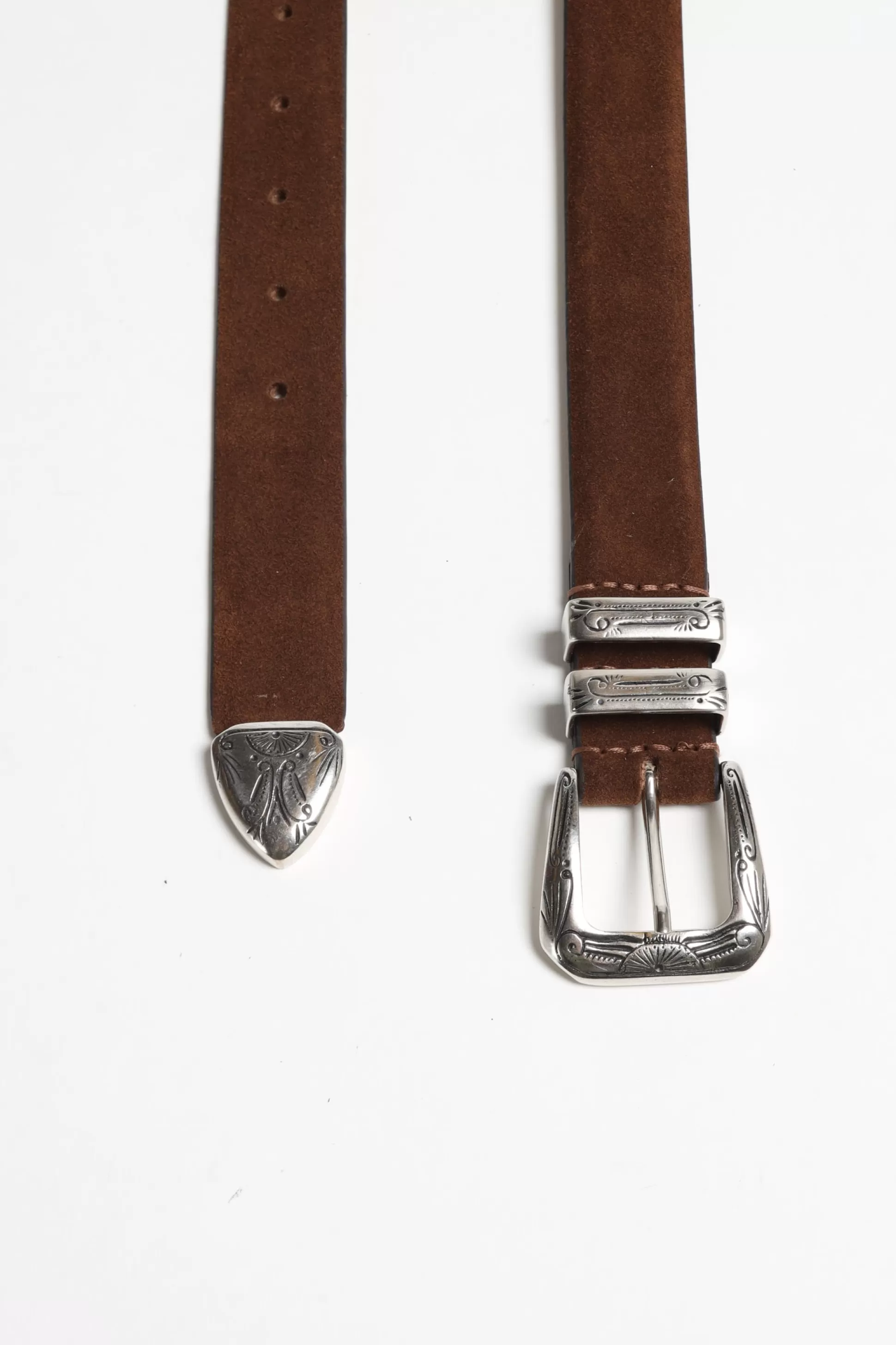 Silver Ostrich Ceinture^Ceinture Gipsy Suede En Marron