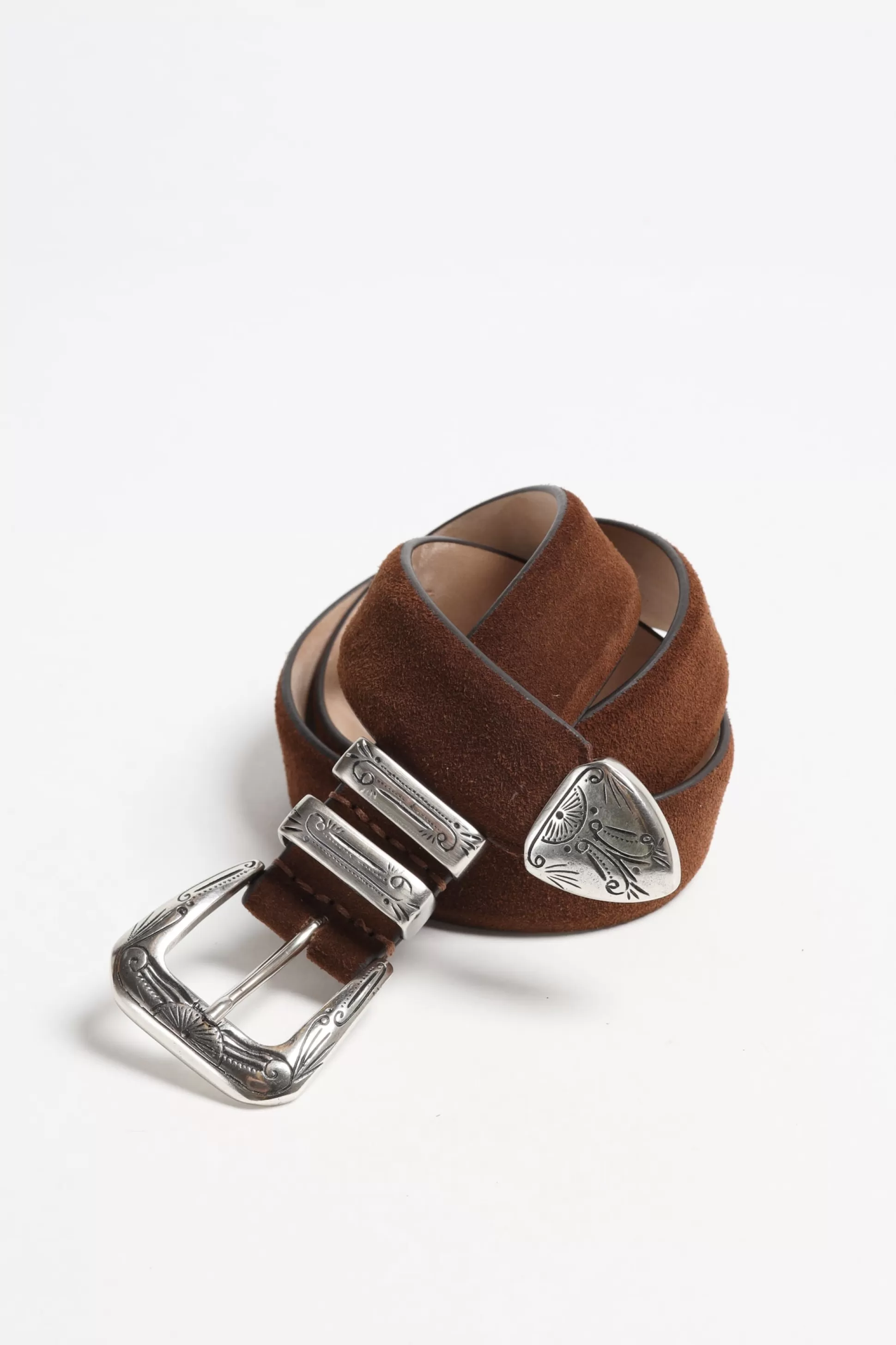 Silver Ostrich Ceinture^Ceinture Gipsy Suede En Marron