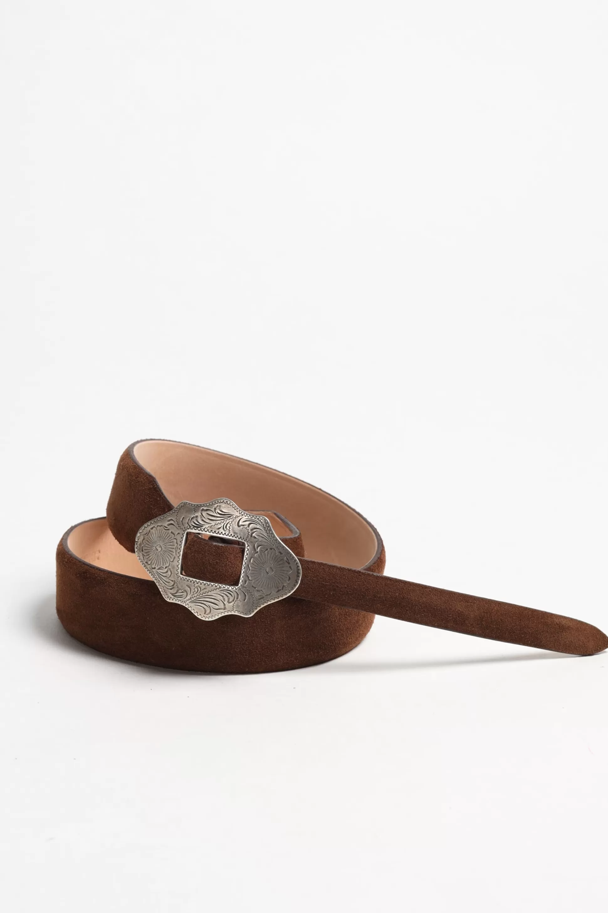 Silver Ostrich Ceinture^Ceinture New Mexico Suede En Marron