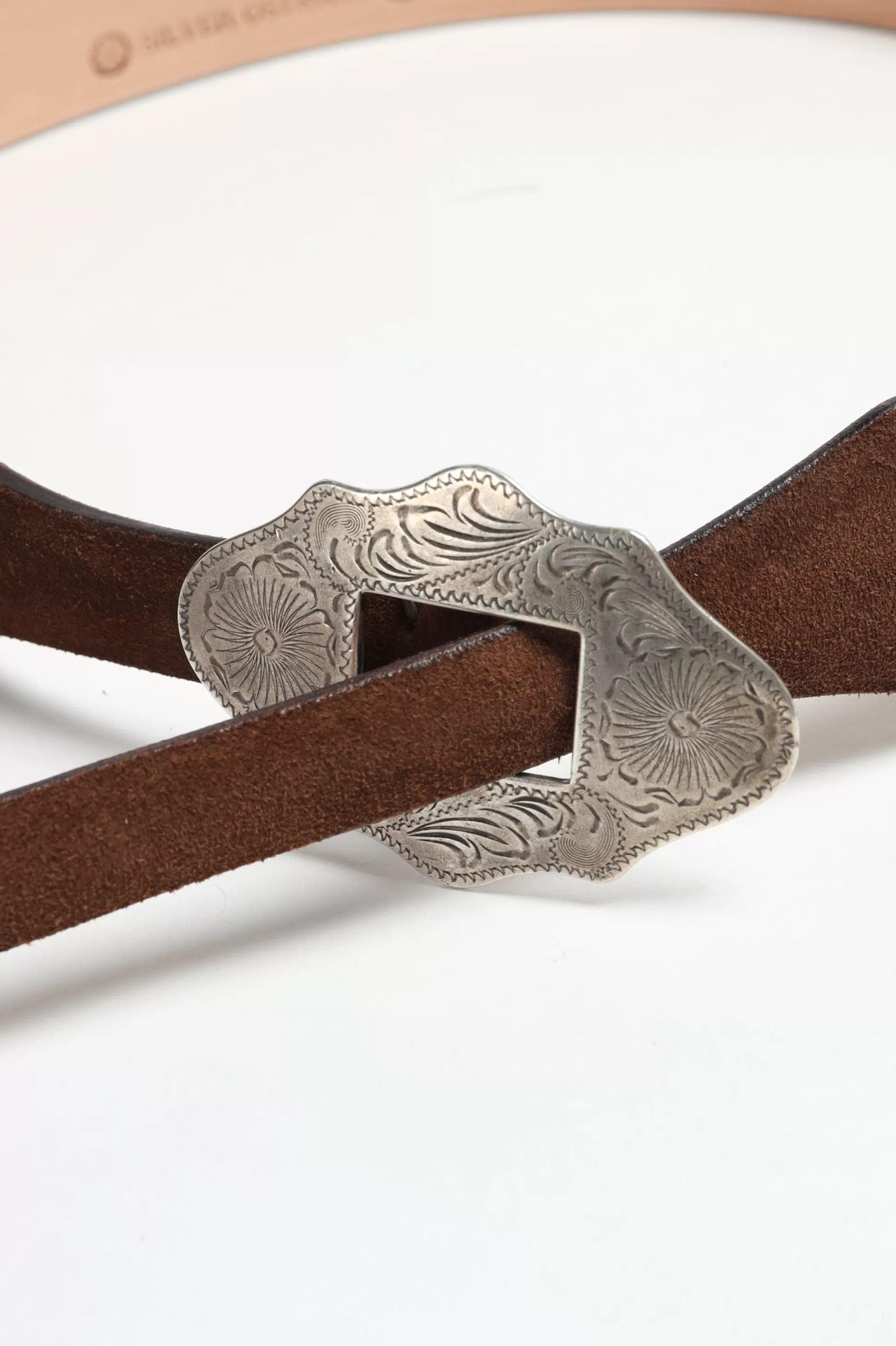 Silver Ostrich Ceinture^Ceinture New Mexico Suede En Marron