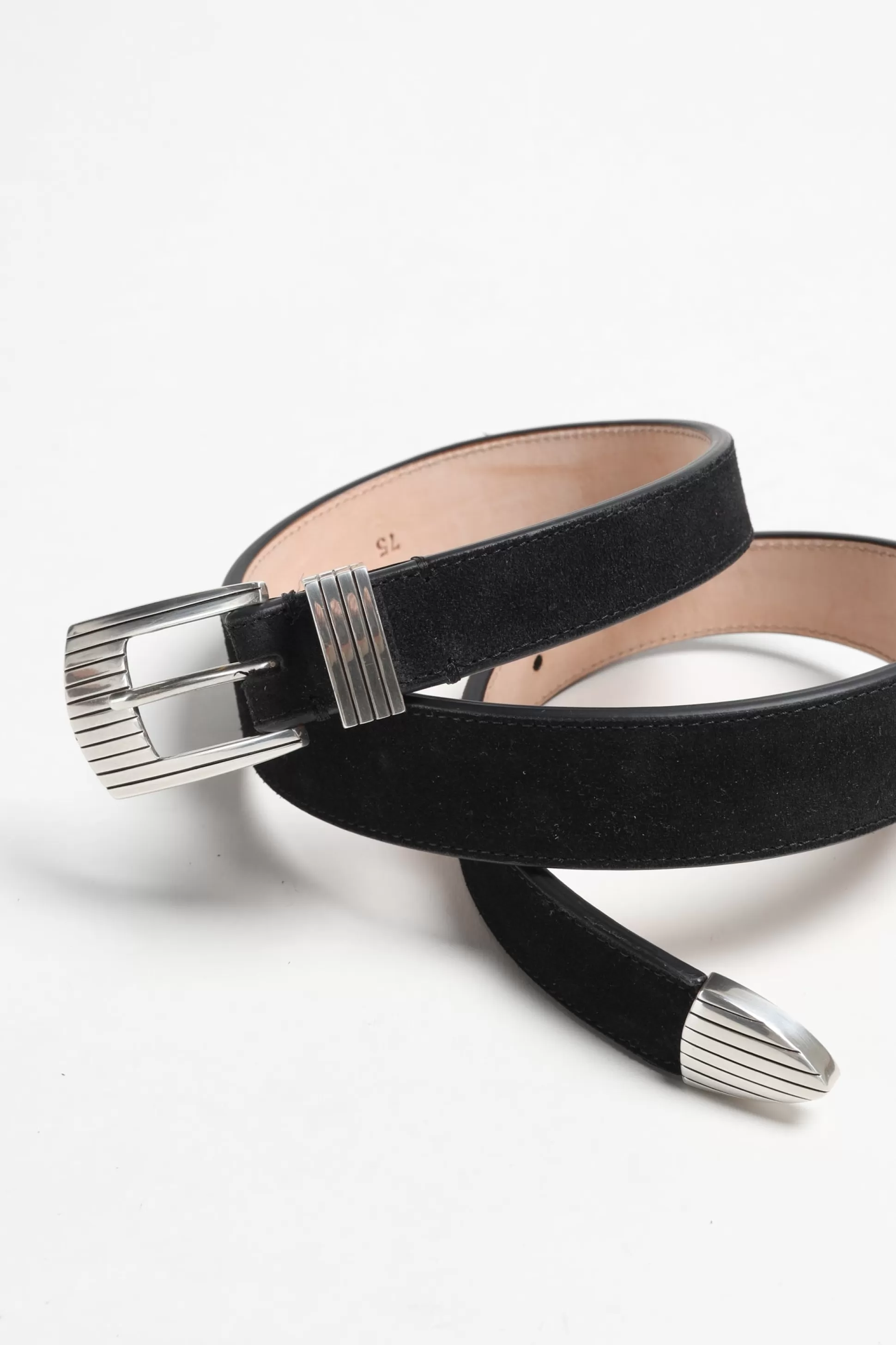 Silver Ostrich Ceinture^Ceinture Rodeo Suede En Noir