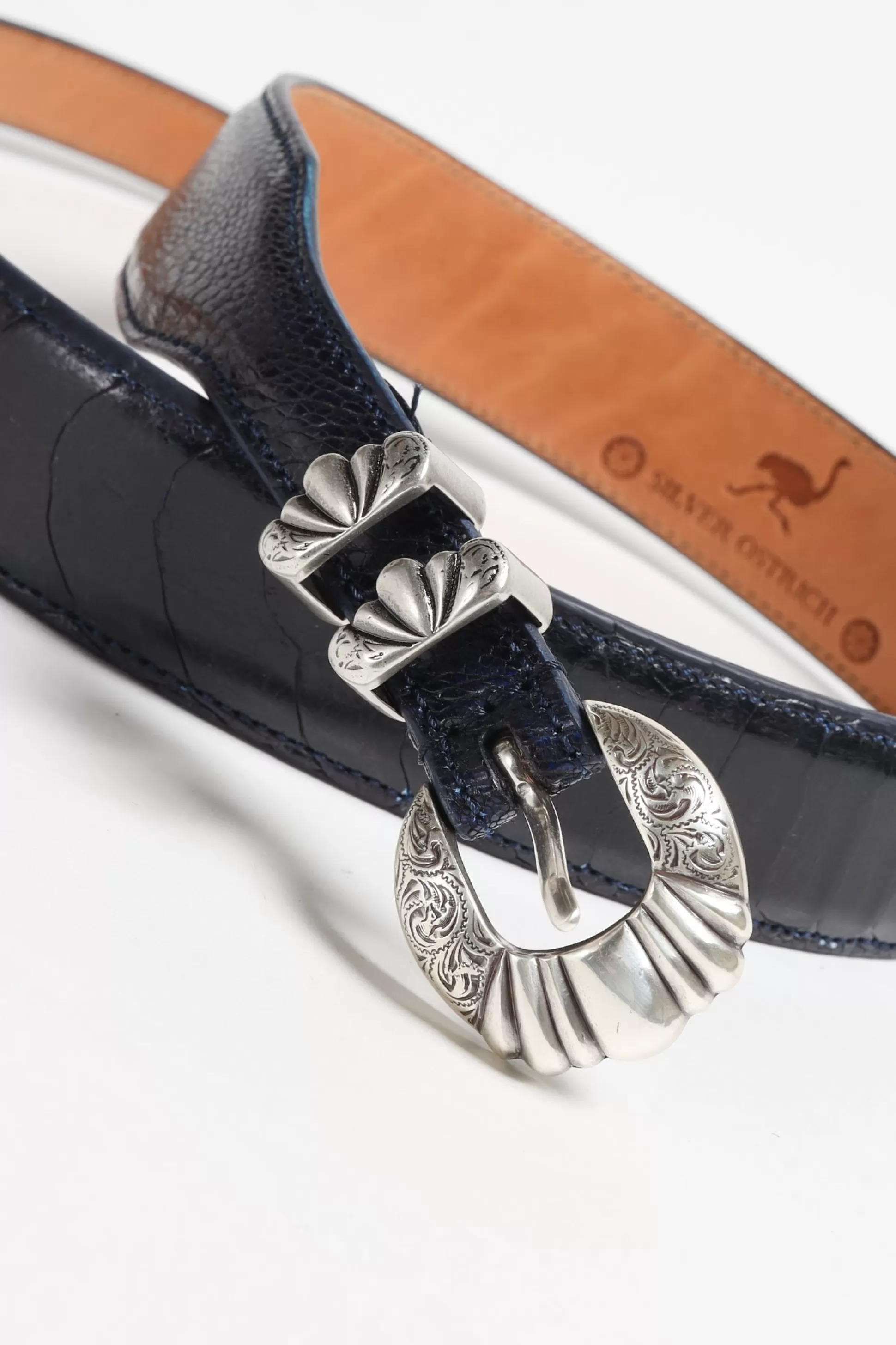 Silver Ostrich Ceinture^Ceinture Versailles Ostrich En Bleu