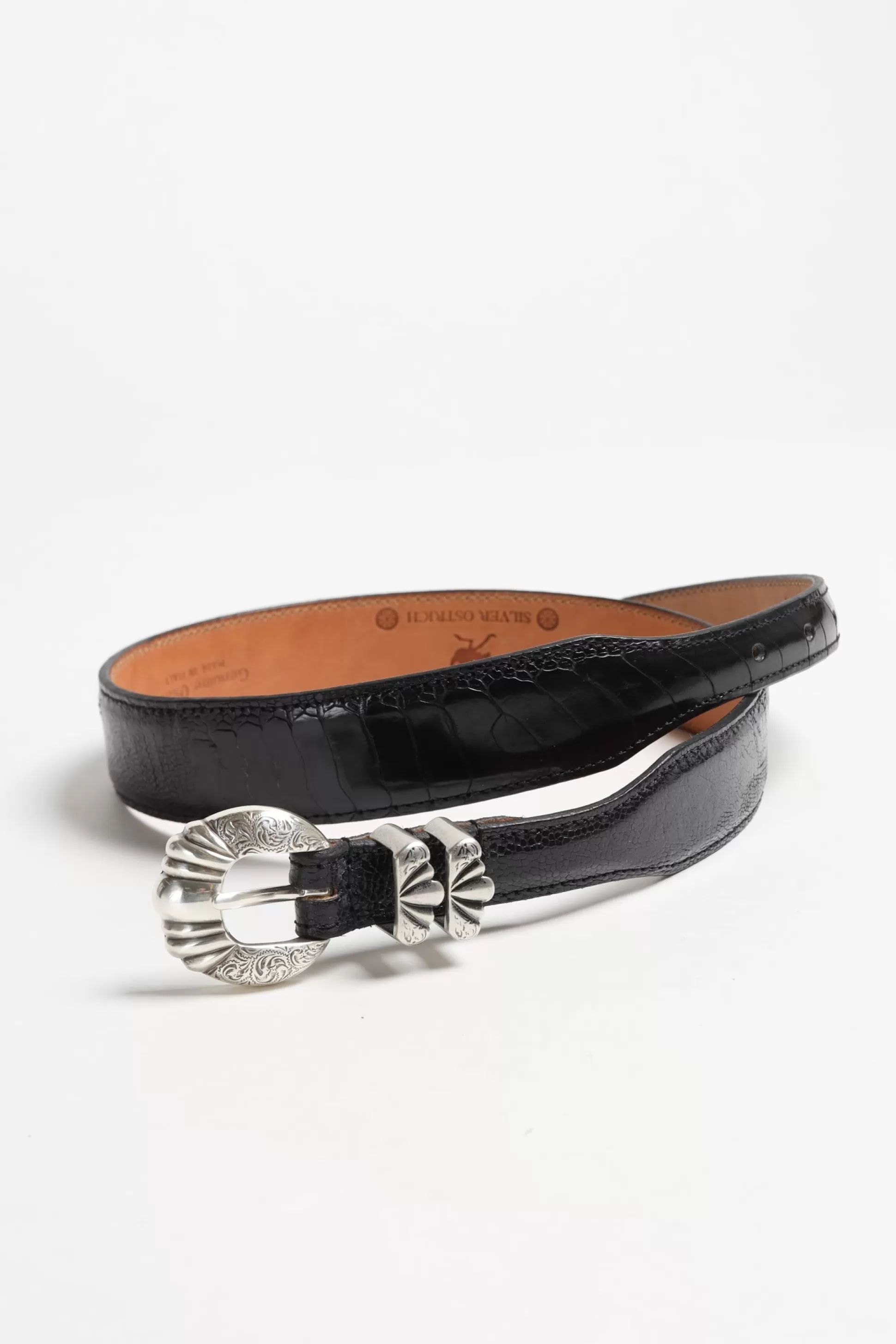 Silver Ostrich Ceinture^Ceinture Versailles Ostrich En Noir