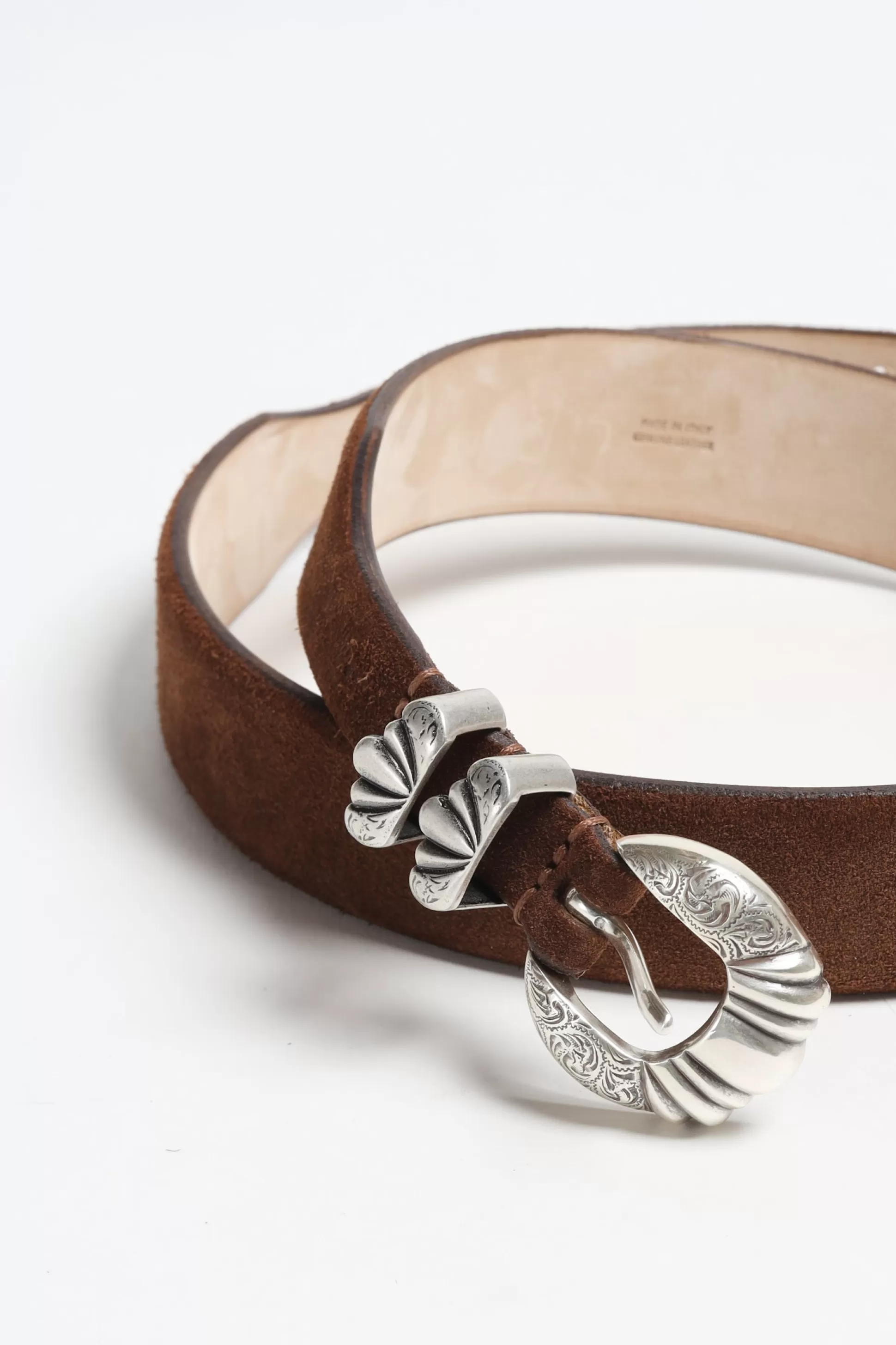 Silver Ostrich Ceinture^Ceinture Versailles Suede En Marron