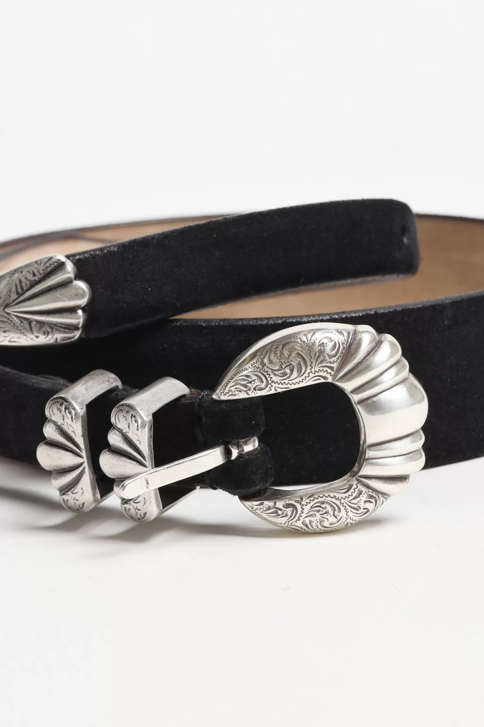 Silver Ostrich Ceinture^Ceinture Versailles Suede En Noir