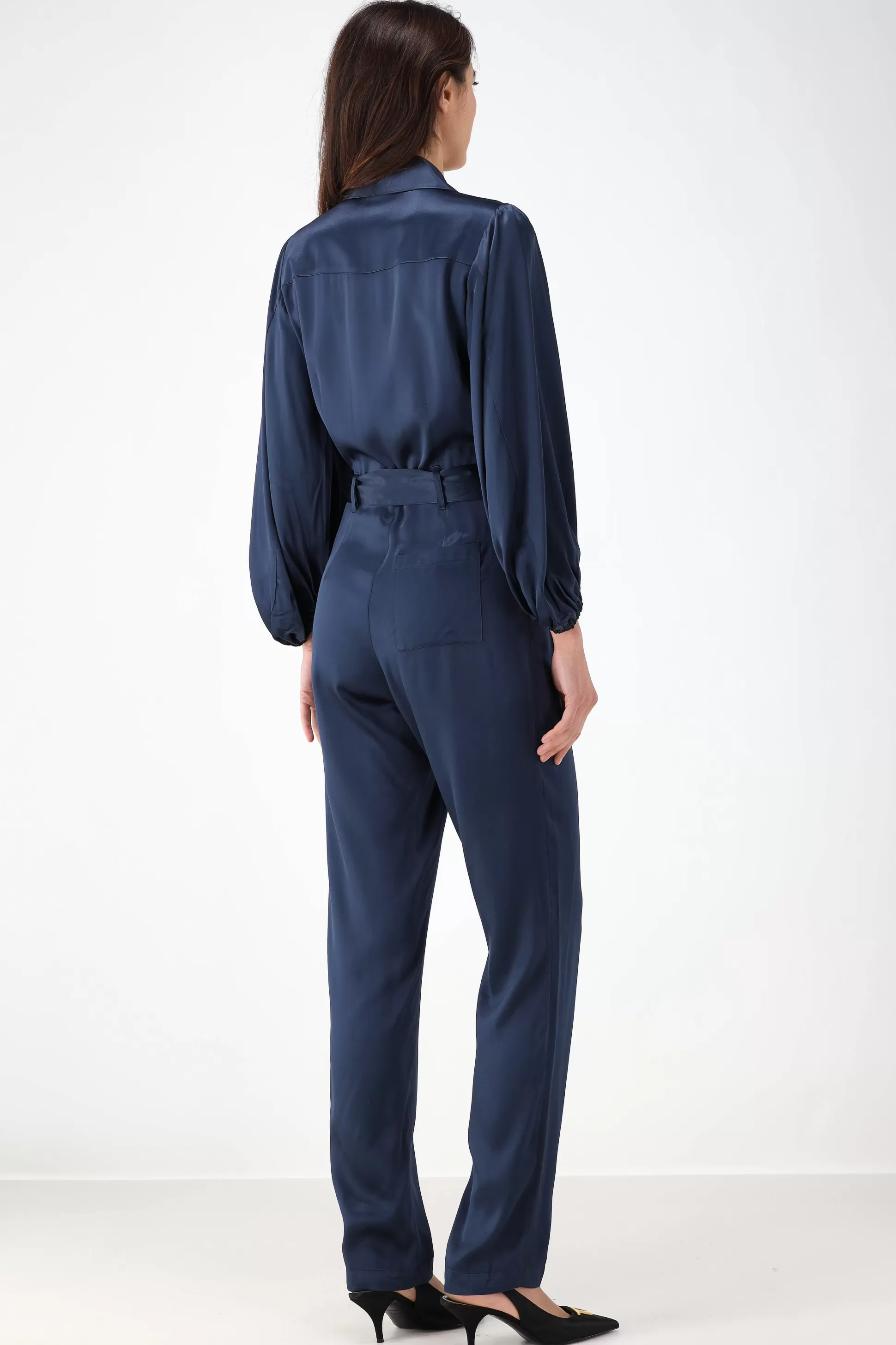 SoSue Pantalons & Jumpsuits^Combinaison En Satin Bleu Marine