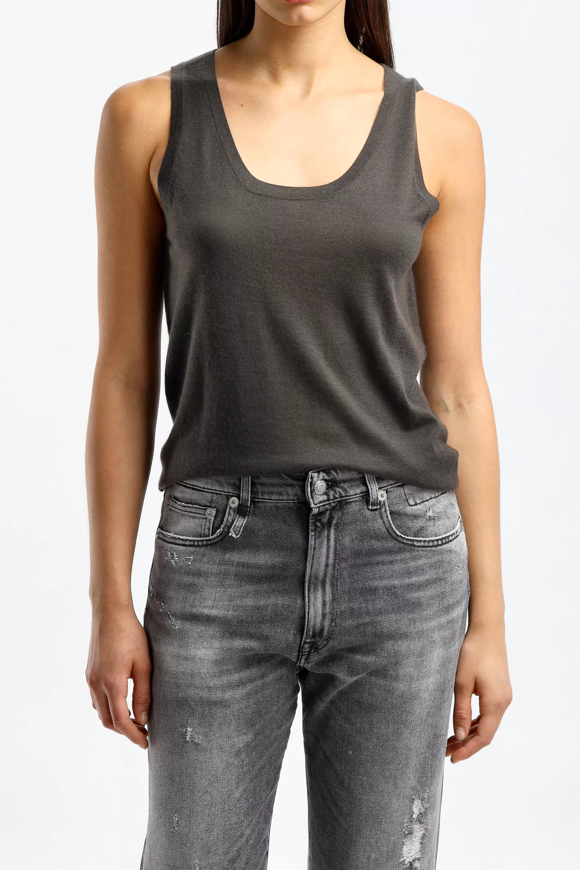 Frenckenberger T-Shirts & Manches Longues^Debardeur Short Big In Black Olive