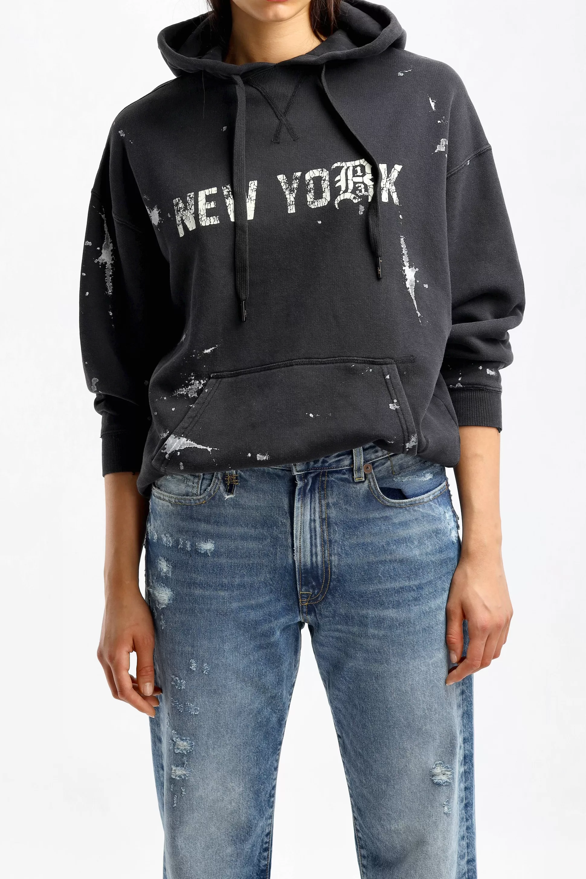 R13 Pull-Over^Hoodie Ny En Peinture Noire Acide