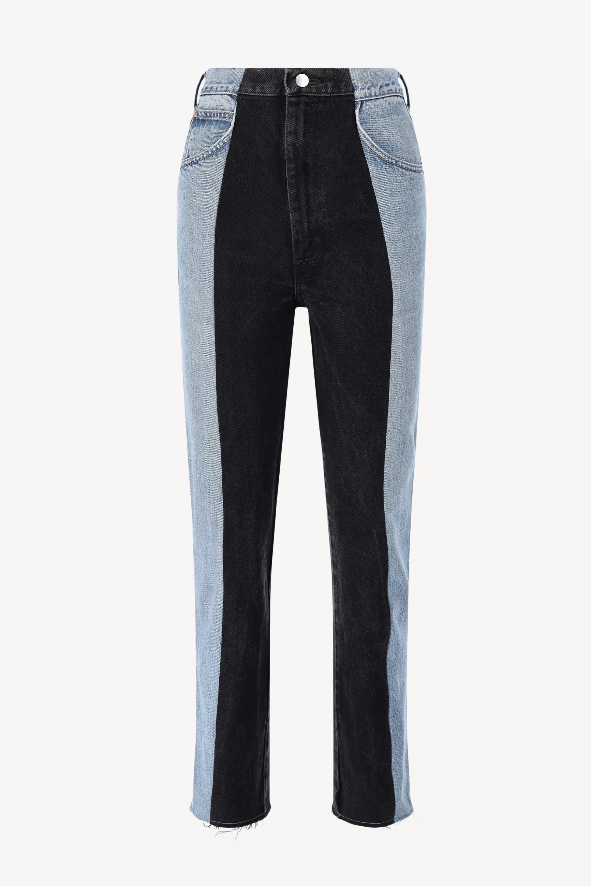 E.L.V. Denim Jeans^Jeans Straight En Bleu Clair/Noir