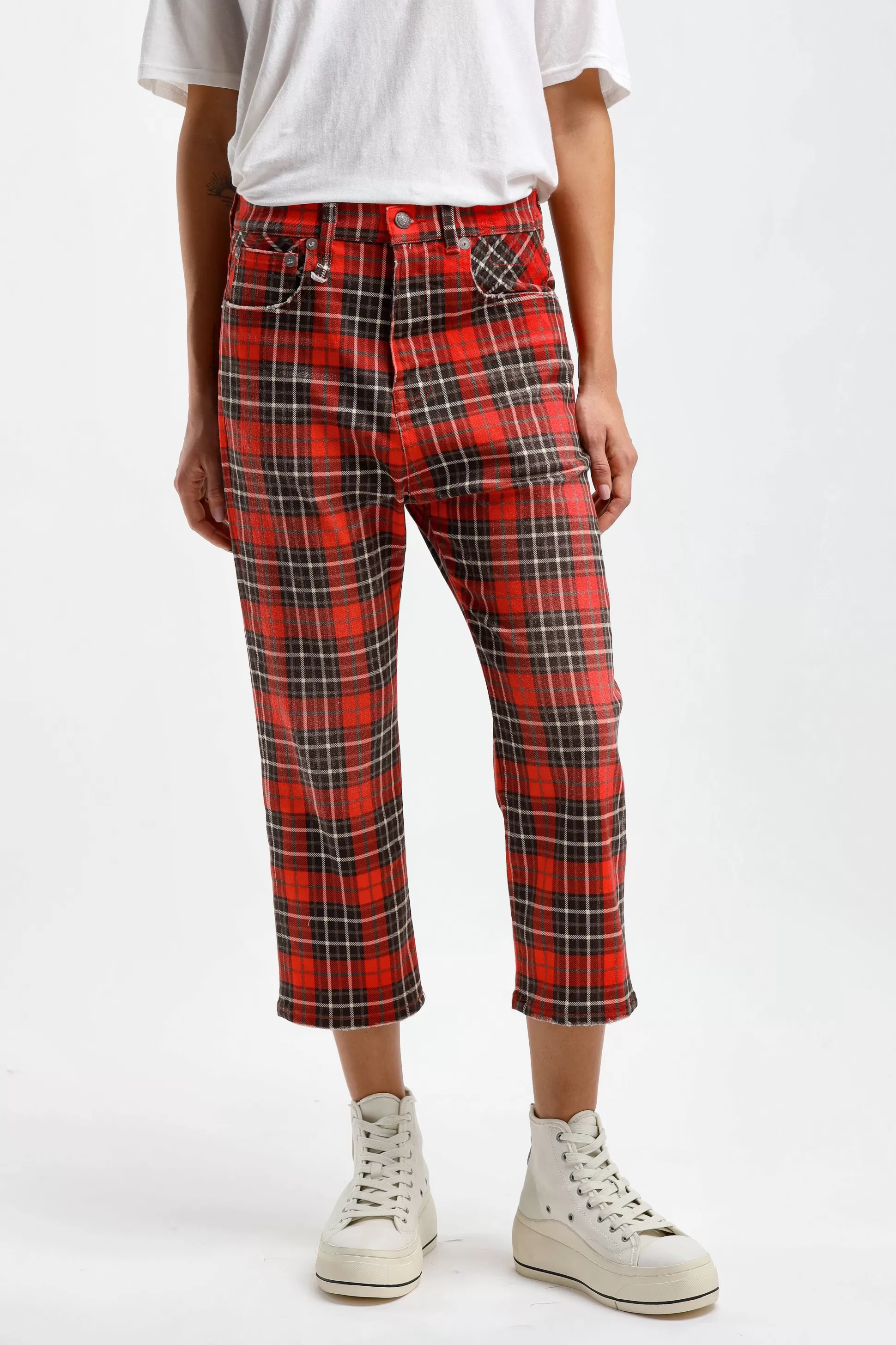 R13 Jeans^Jeans Tailored Drop En Red Plaid