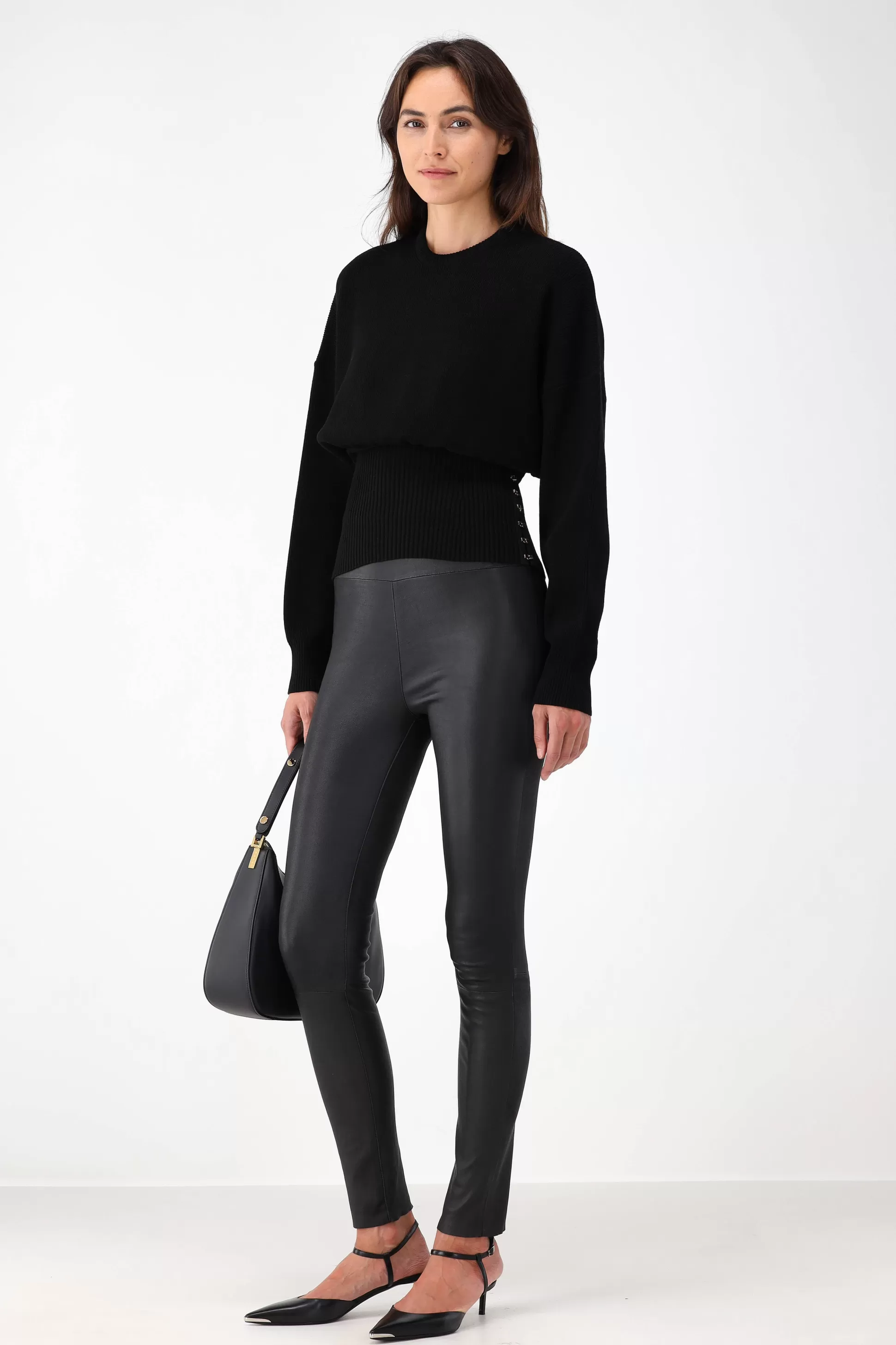 SPRWMN Pantalon En Cuir^Leggings En Cuir High Waist Ankle En Noir