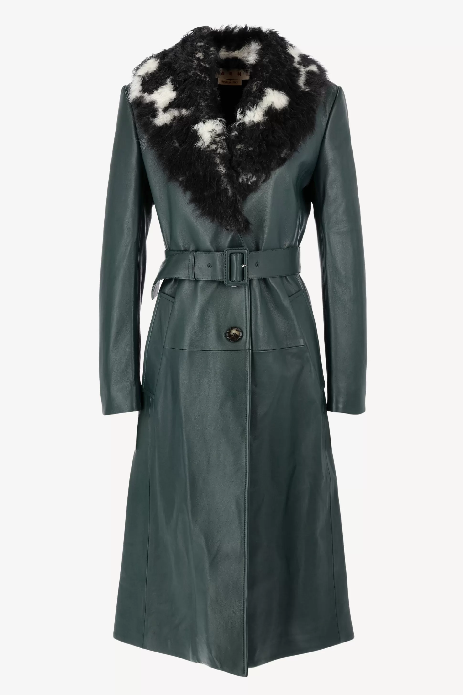 Marni Manteaux^Manteau En Cuir Sleek In Spherical Green