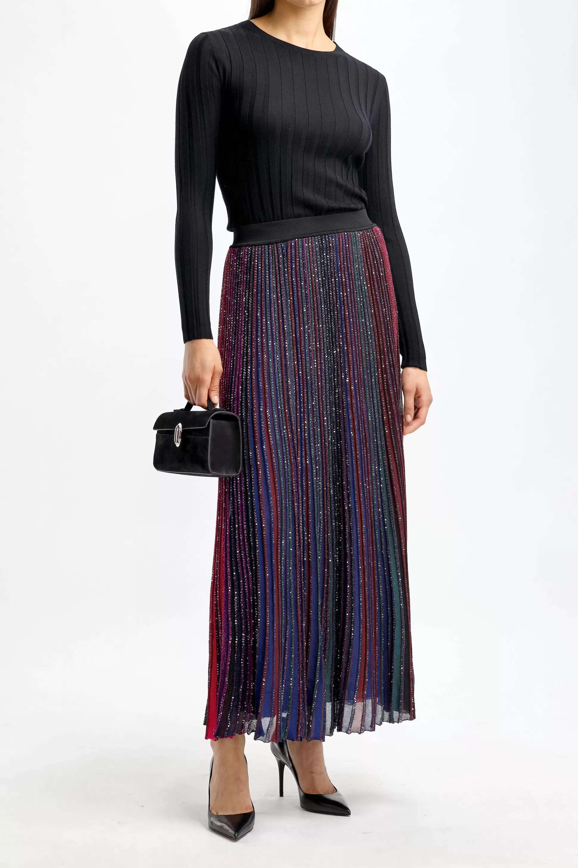 Missoni Jupes^Maxi Jupe En Noir/Viola