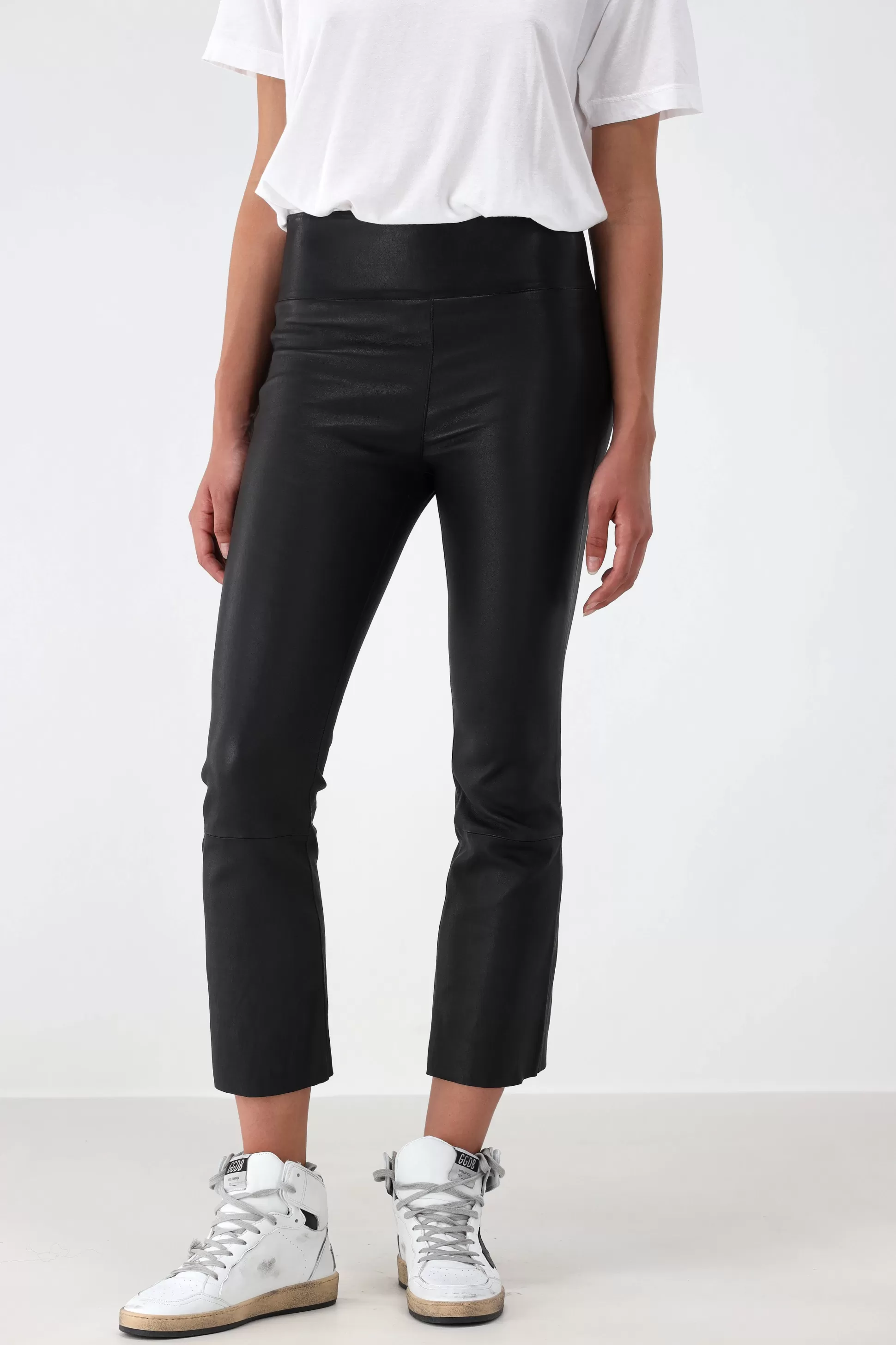 SPRWMN Pantalon En Cuir^Pantalon En Cuir Crop Flare En Noir