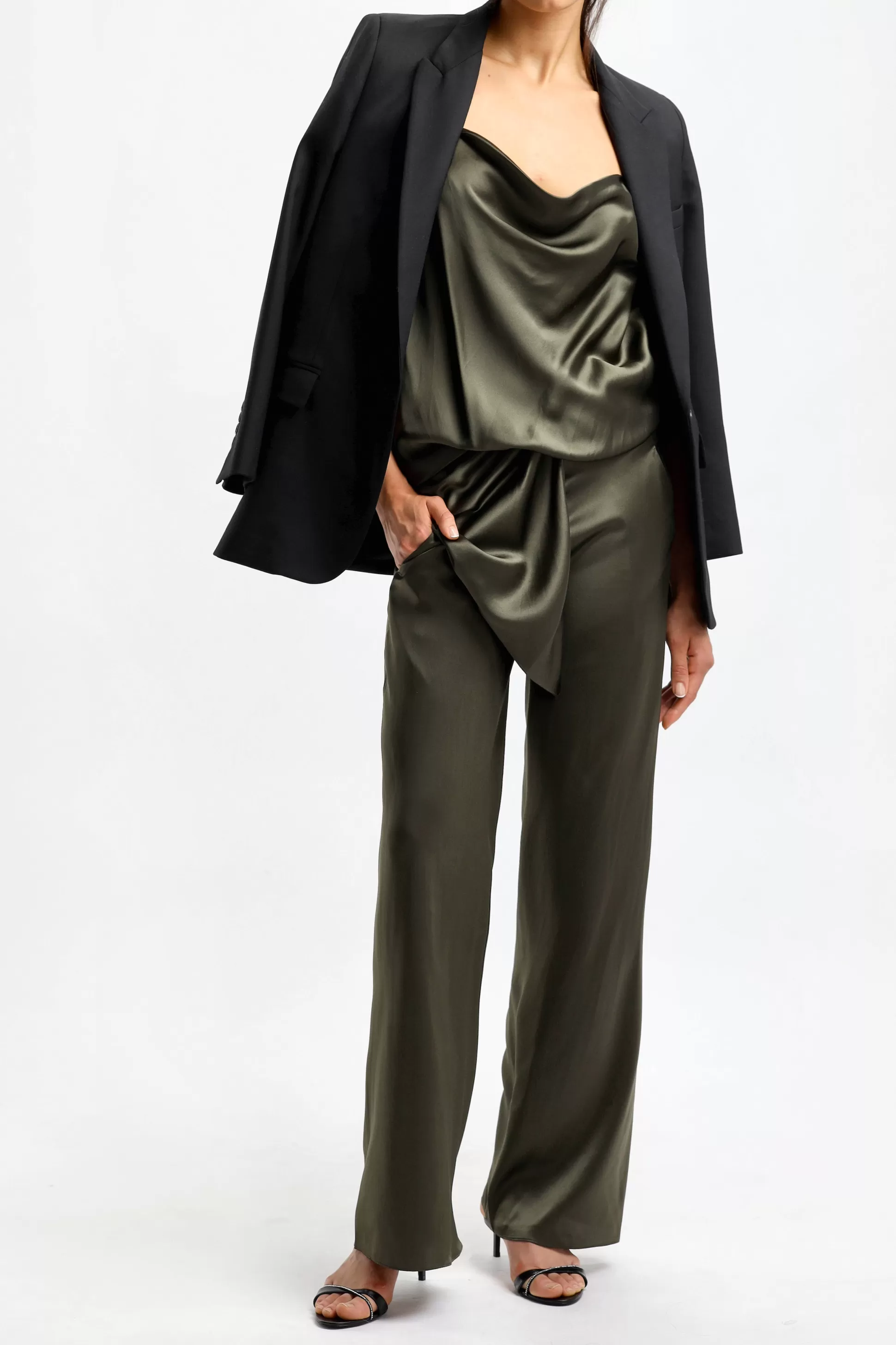 Christopher Esber Pantalons & Jumpsuits^Pantalon En Soie Bias En Seaweed