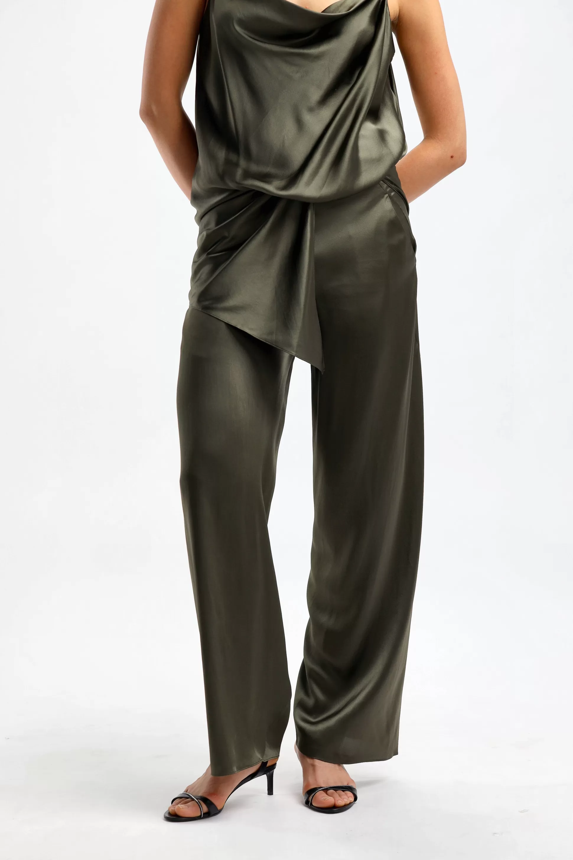 Christopher Esber Pantalons & Jumpsuits^Pantalon En Soie Bias En Seaweed