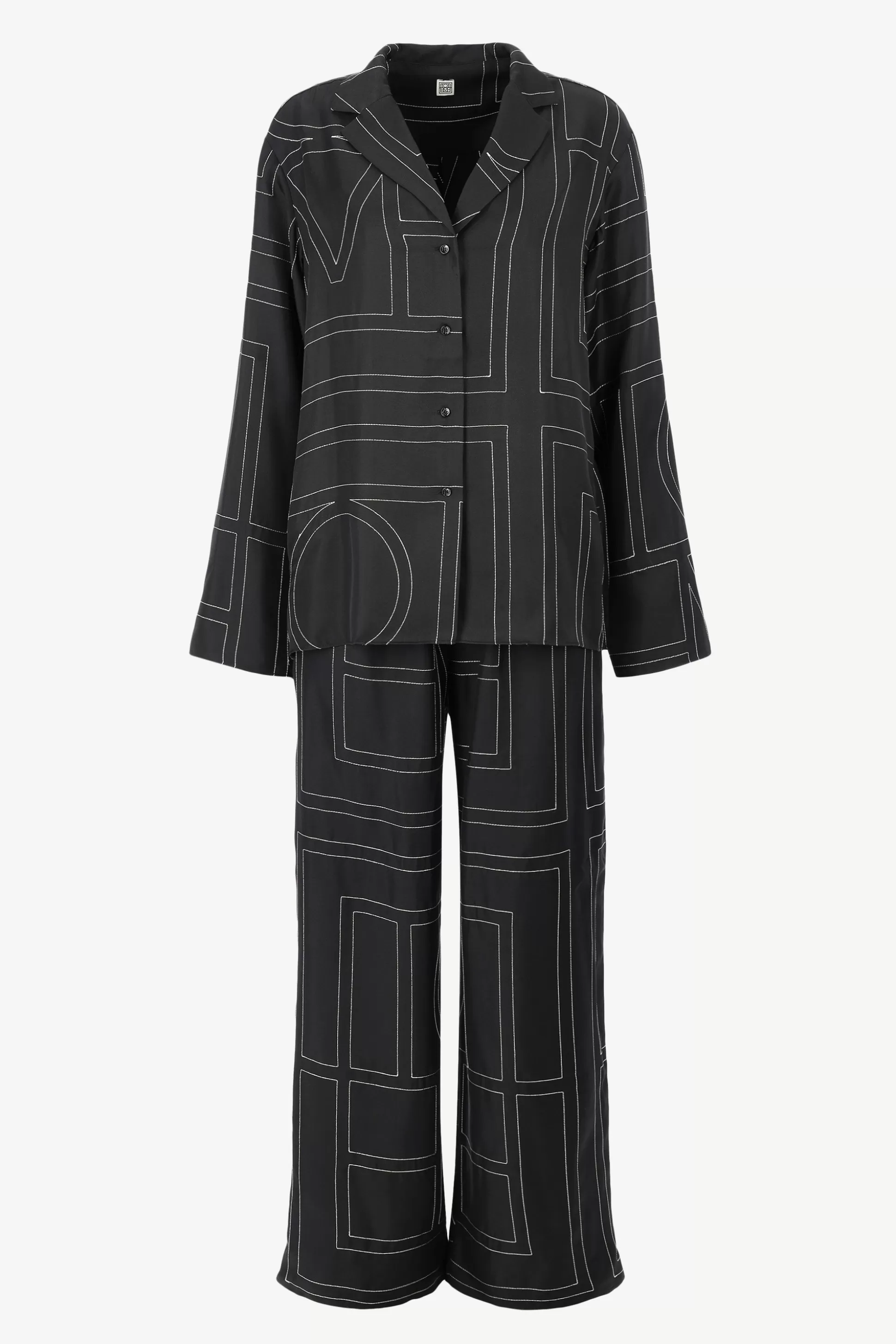 Toteme Pantalons & Jumpsuits^Pantalon En Soie Monogram Pj En Noir