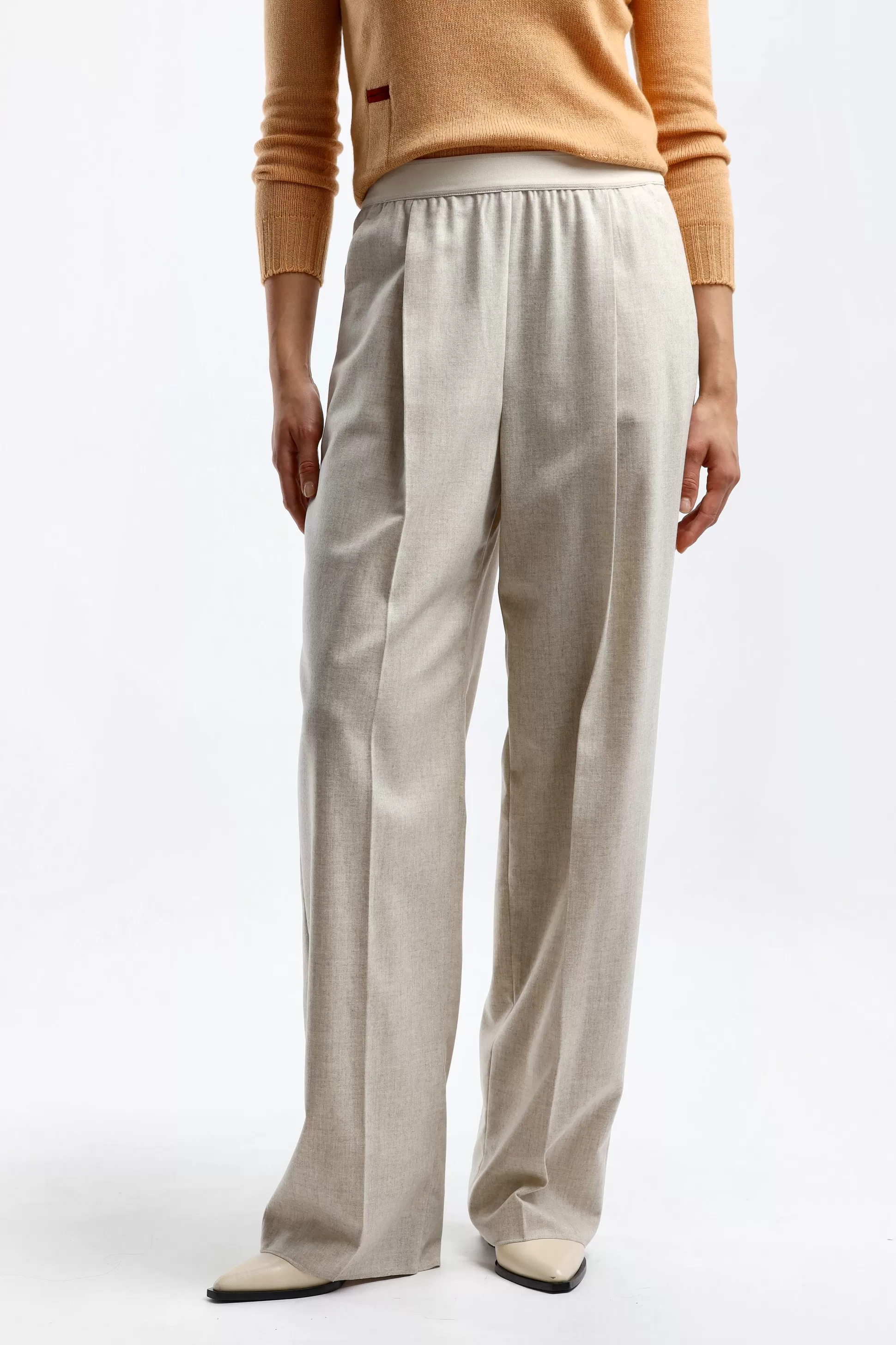 Agnona Pantalons & Jumpsuits^Pantalon Flannel En Champagne