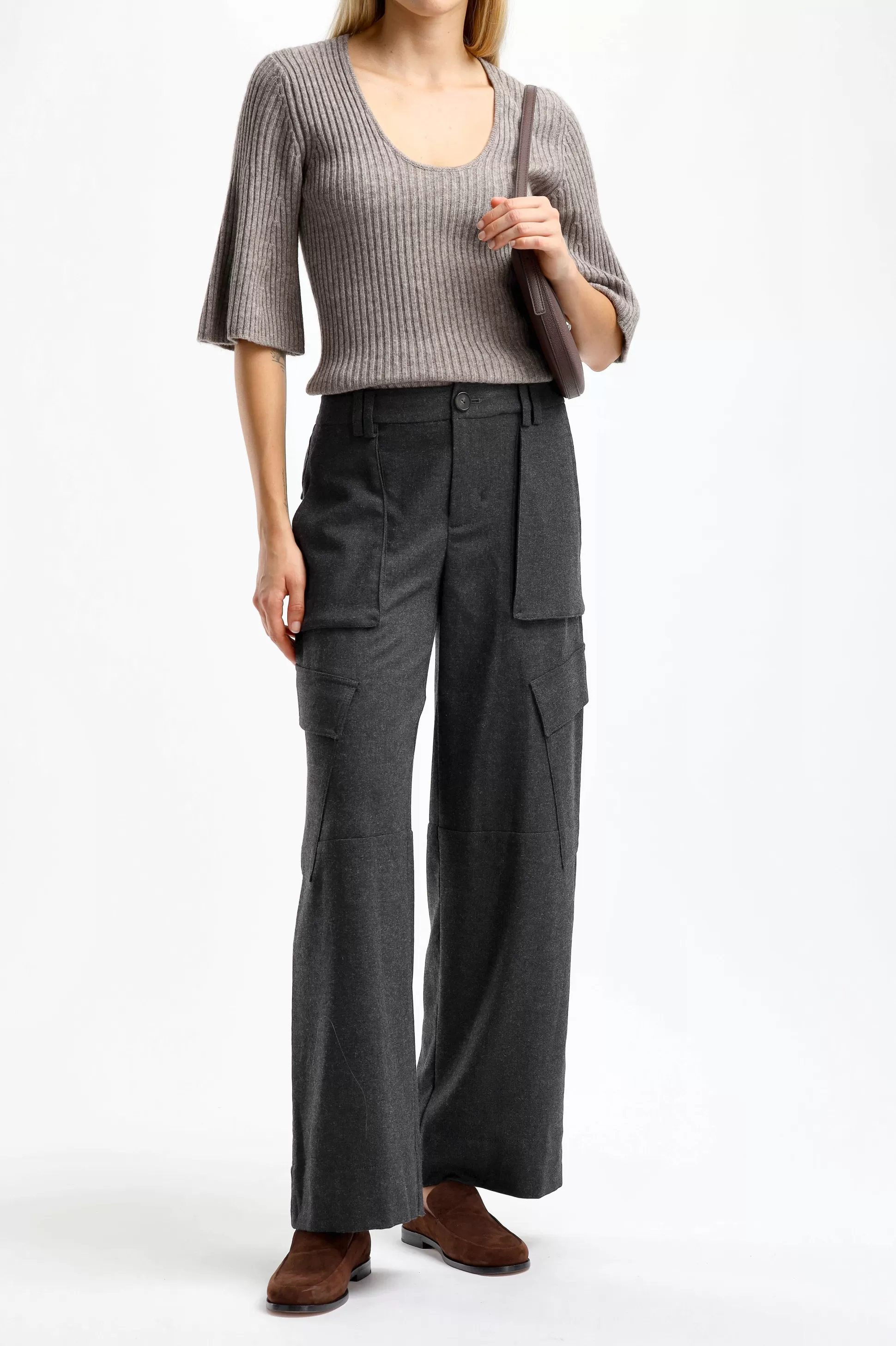 Vince Pantalons & Jumpsuits^Pantalon Flannel Wide In Charcoal