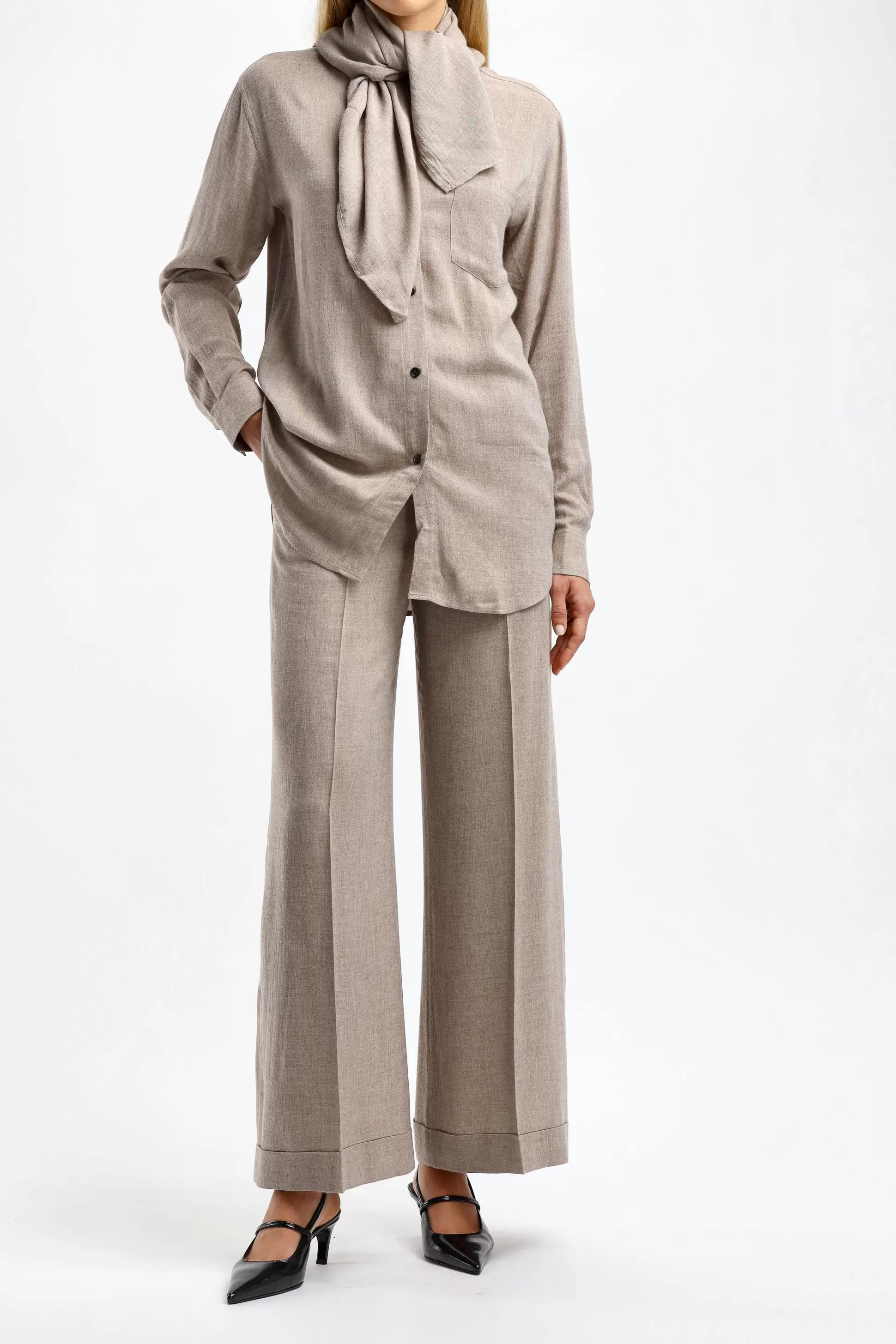 Toteme Pantalons & Jumpsuits^Pantalon Wide Fluid Marron Clair