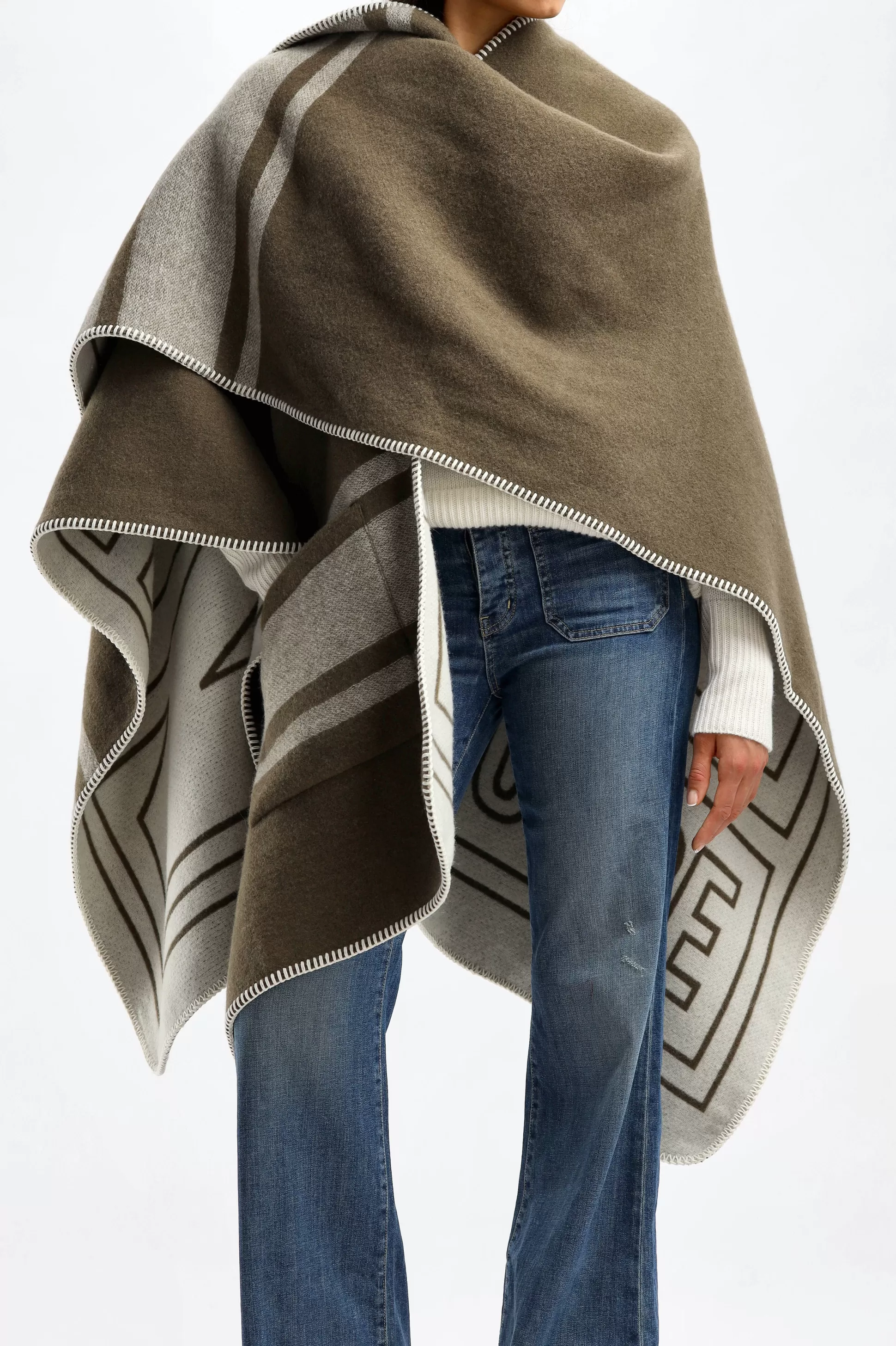 Golden Goose Vestes En Maille & Ponchos^Poncho Journey Vert/Blanc