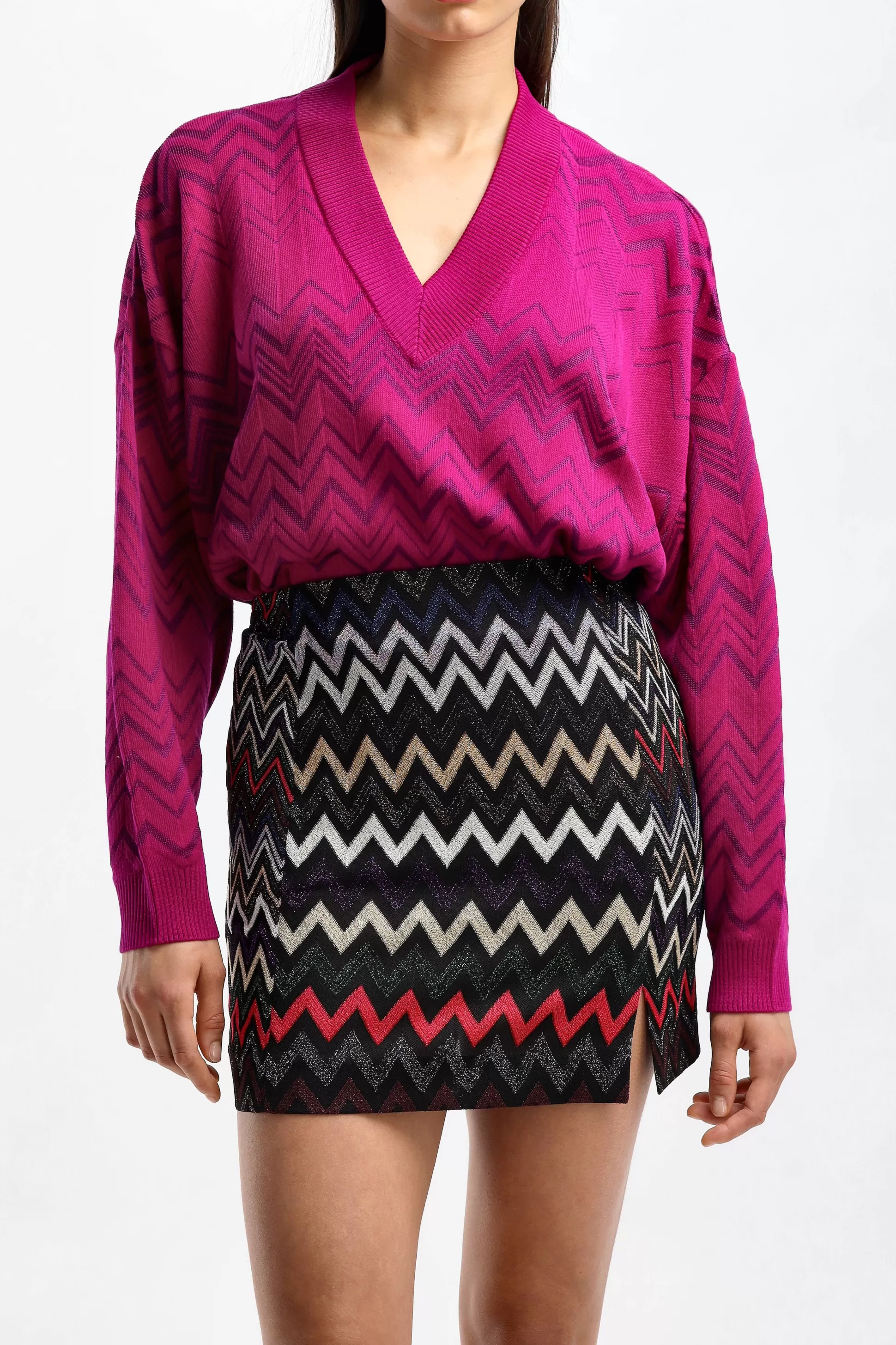 Missoni Pull-Over^Pull A Col En V En Purple Wine