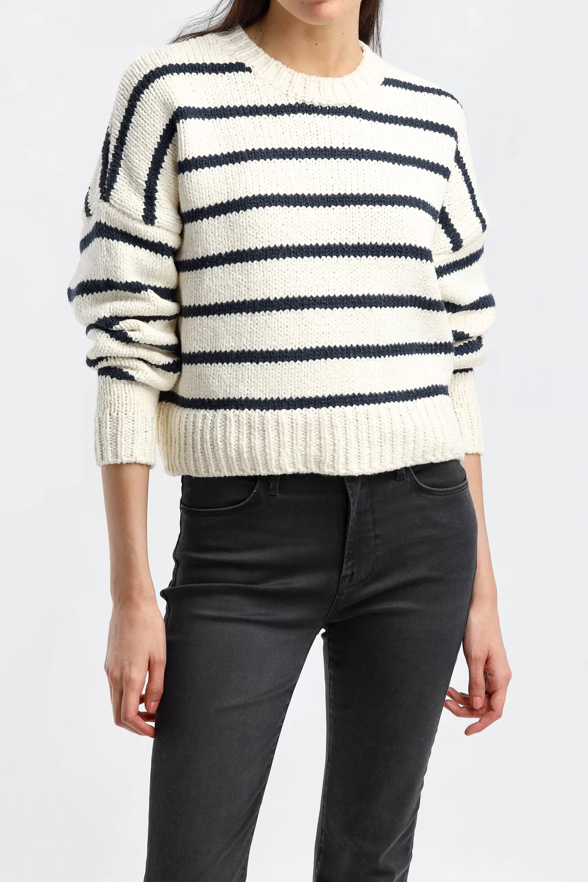 Frame Pull-Over^Pull Crop Crew En Bleu Marine