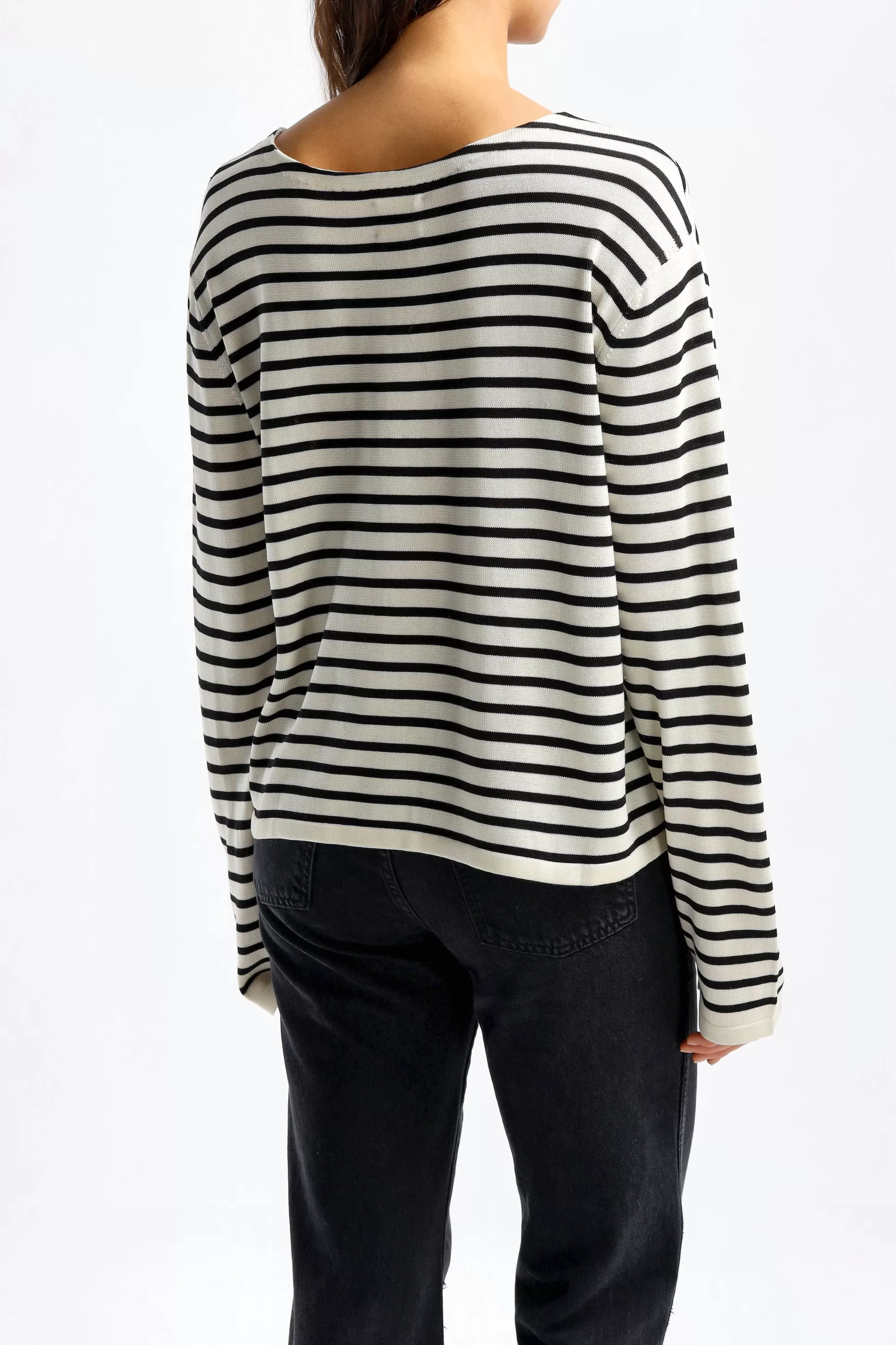 Khaite Pull-Over^Pull En Soie Casey En Noir/Ivoire