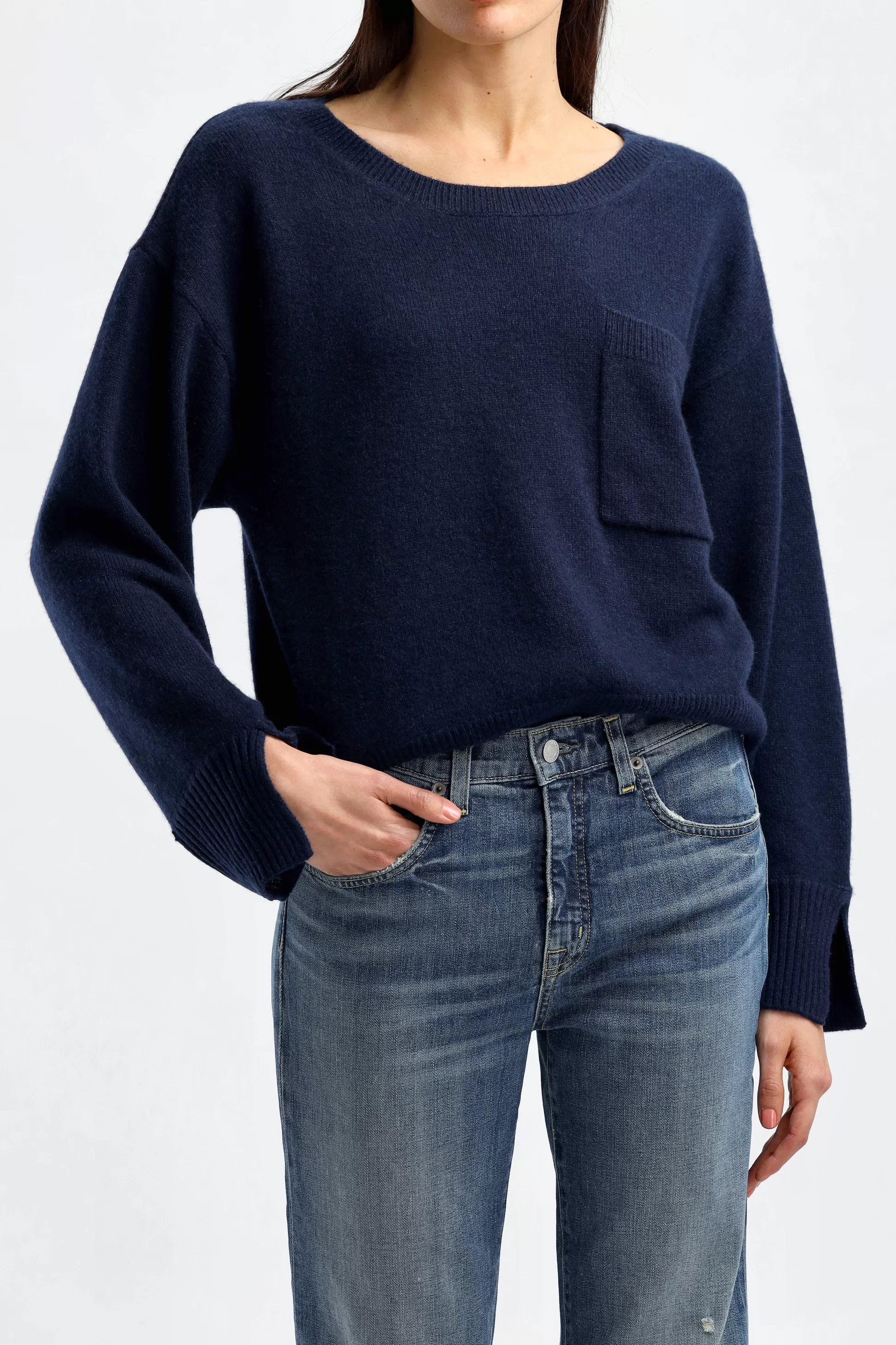 Ladneri Pull-Over^Pull Pocket En Bleu Marine