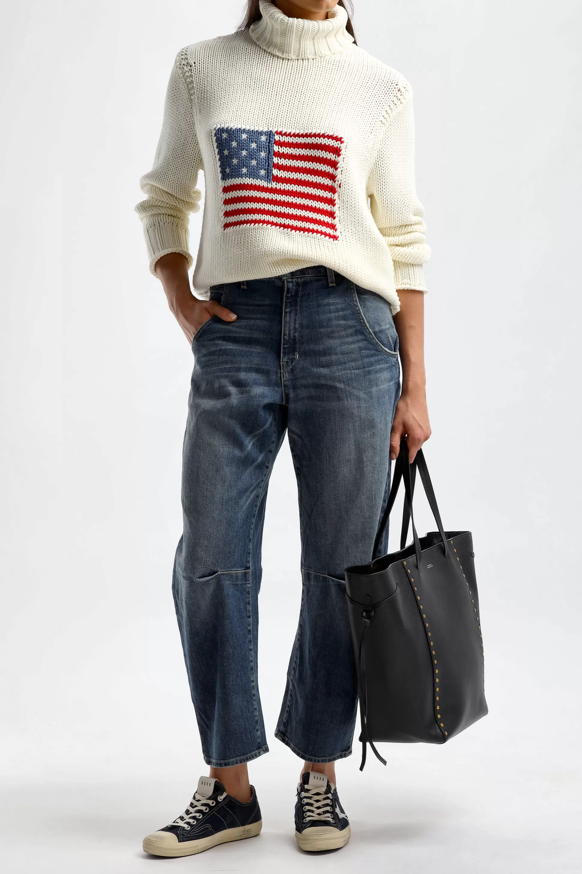 Denimist Pull-Over^Pullover Drapeau Americain En Ecru