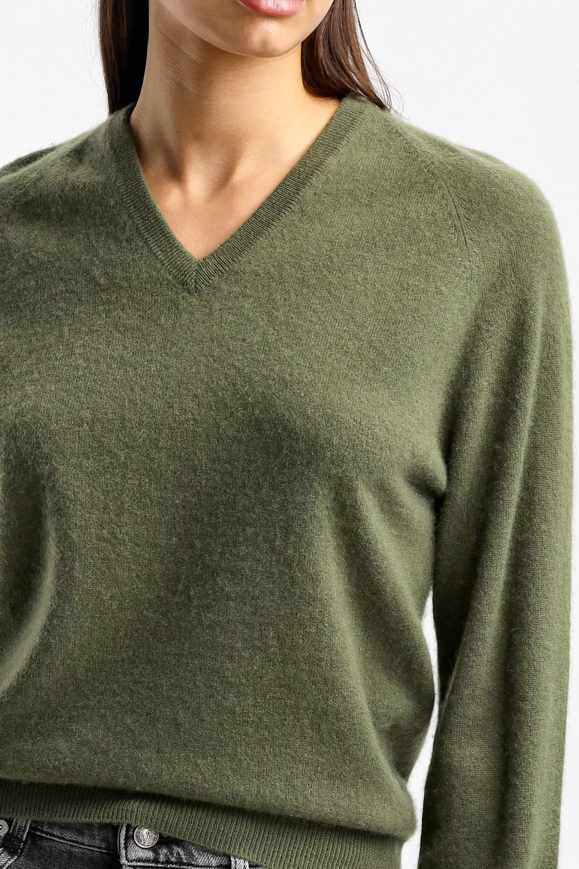 Frenckenberger Pull-Over^Pullover Mini V-Neck Vert