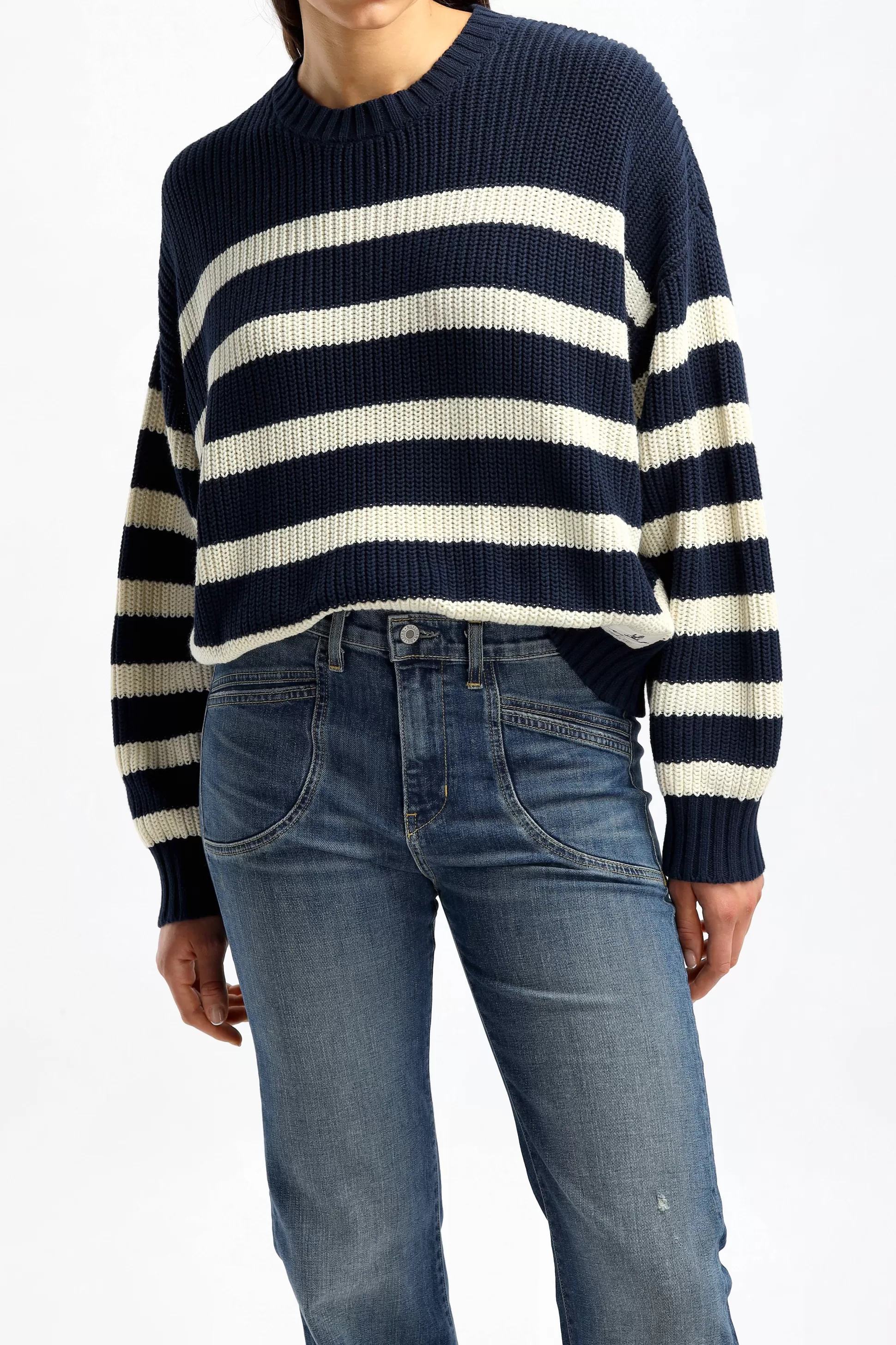 Denimist Pull-Over^Pullover Sailor En Bleu Marine/Creme