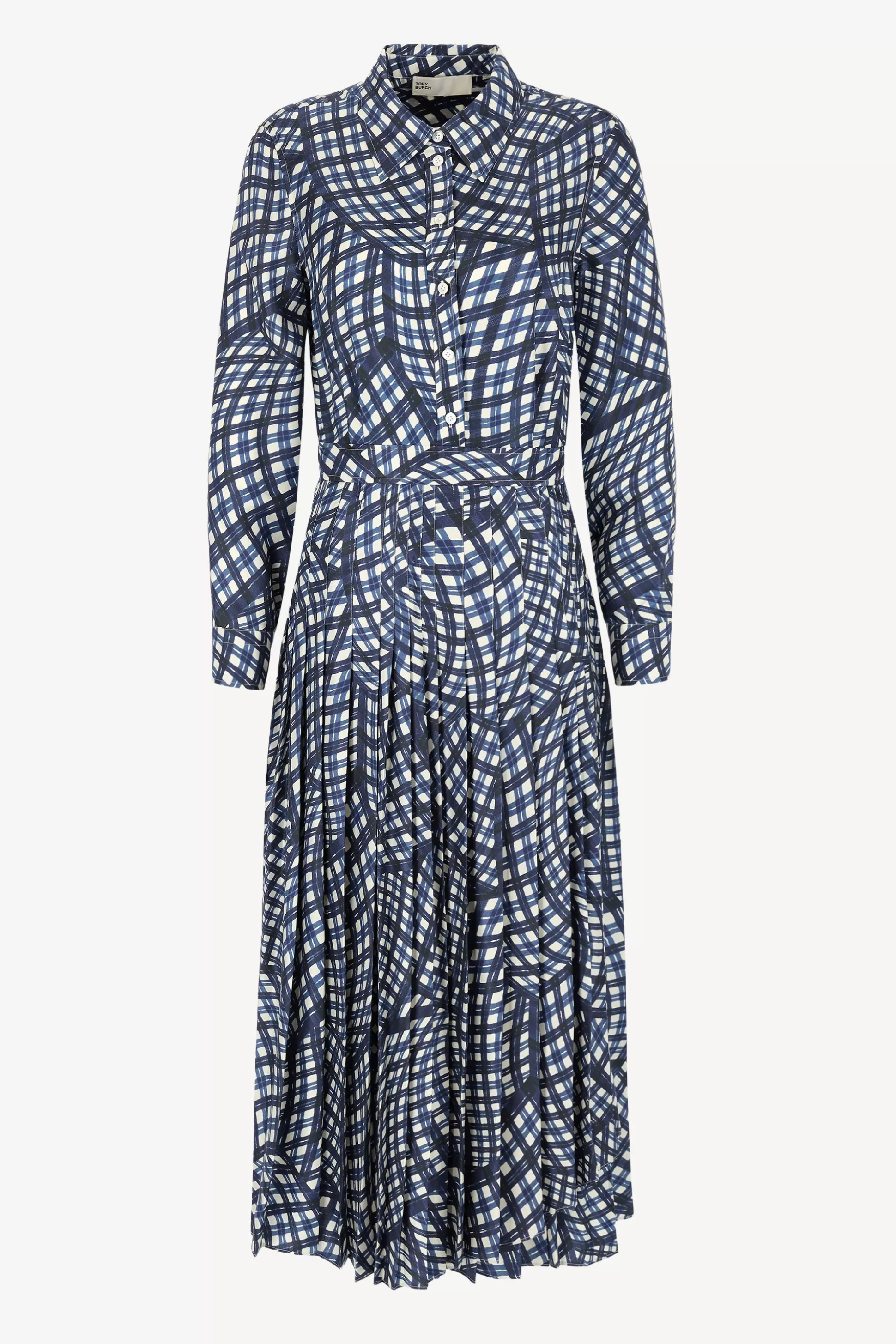 Tory Burch Robes^Robe En Soie En Vichy Marine Warped Vichy