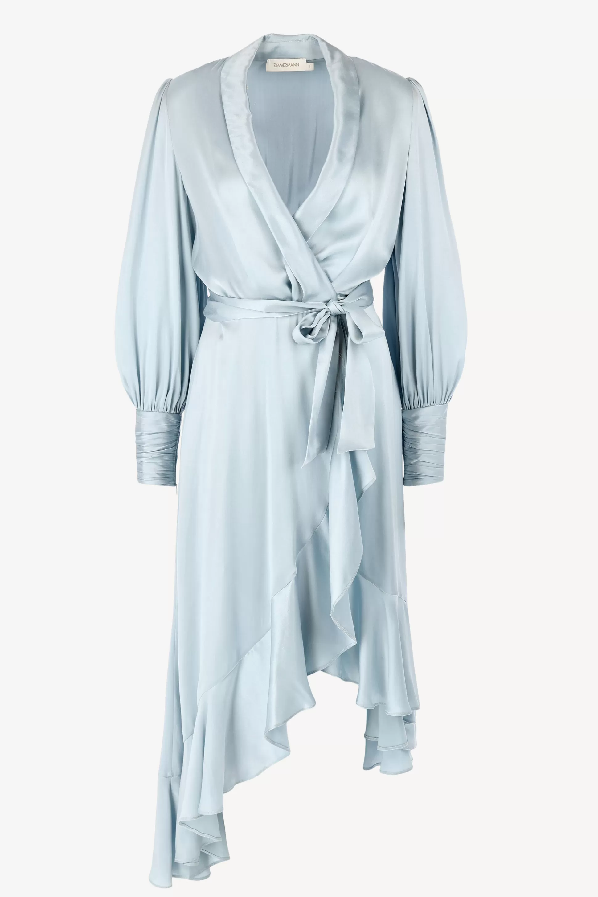 Zimmermann Robes^Robe En Soie Wrap Midi In Dusty Blue