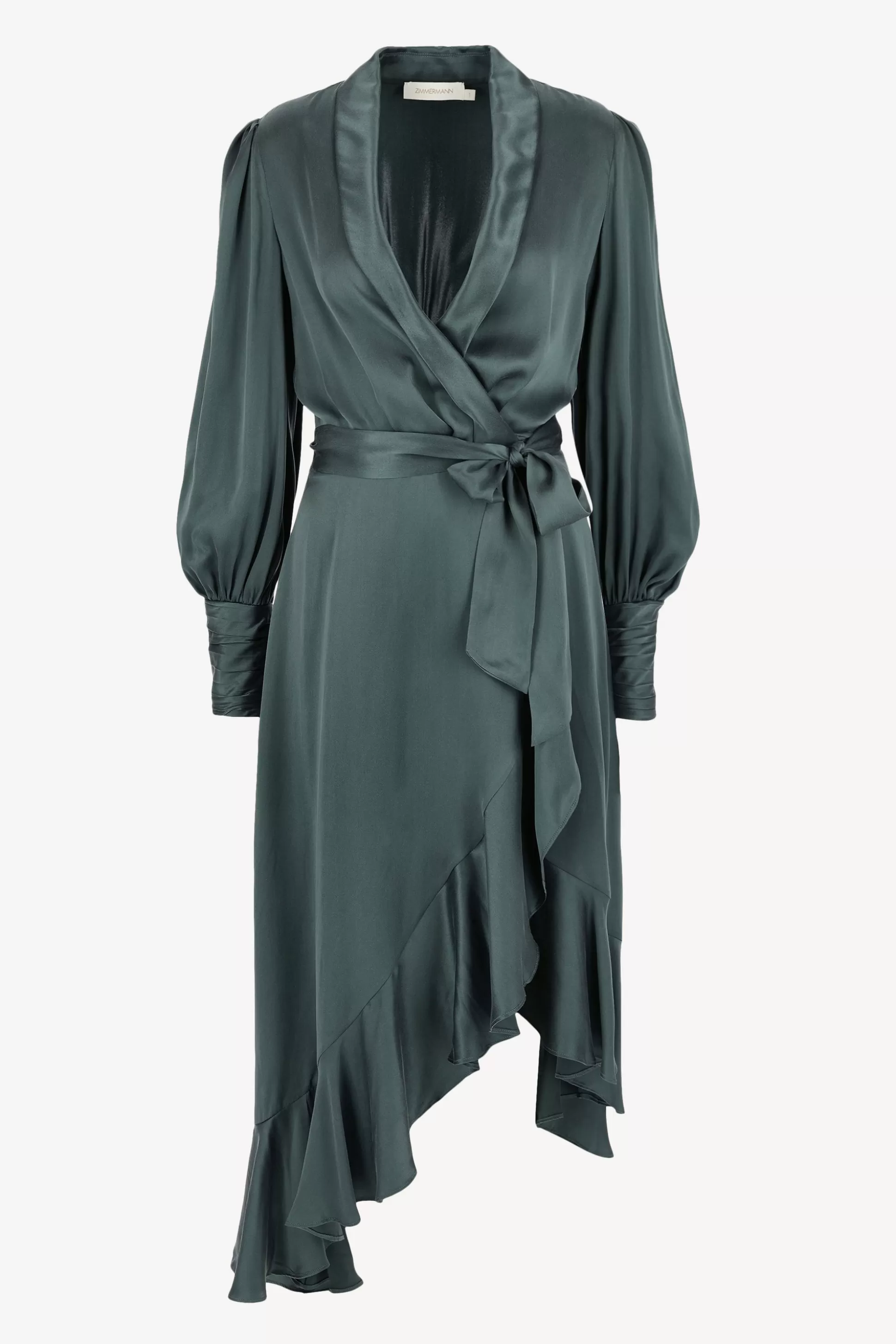 Zimmermann Robes^Robe En Soie Wrap Midi Vert Fonce