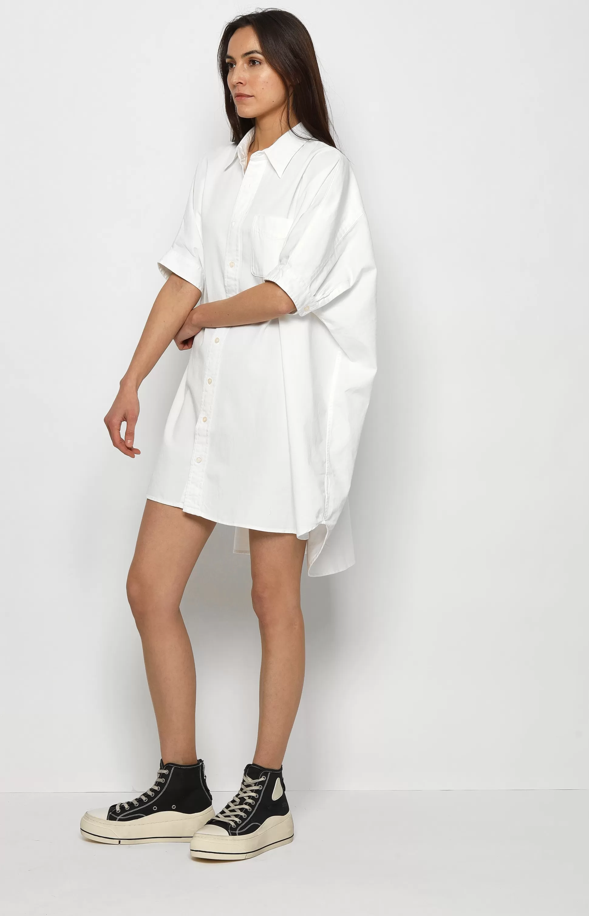 R13 Robes^Robe Oversized Boxy Button Up En Blanc